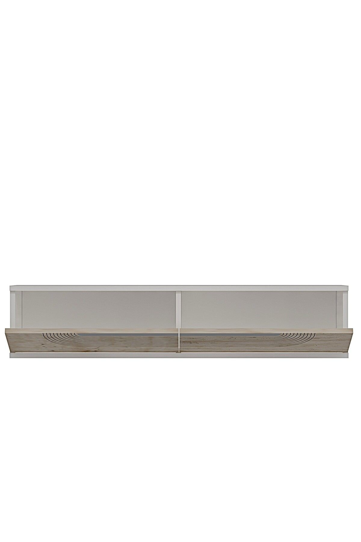 Comoda dormitor Meyra 120, 120 x 25, 5 x 29, 6 cm, alb travertin argintiu, PAL melaminat, oglinda inclusa, fixare pe perete, alb / travertin / silver — imaginea 3
