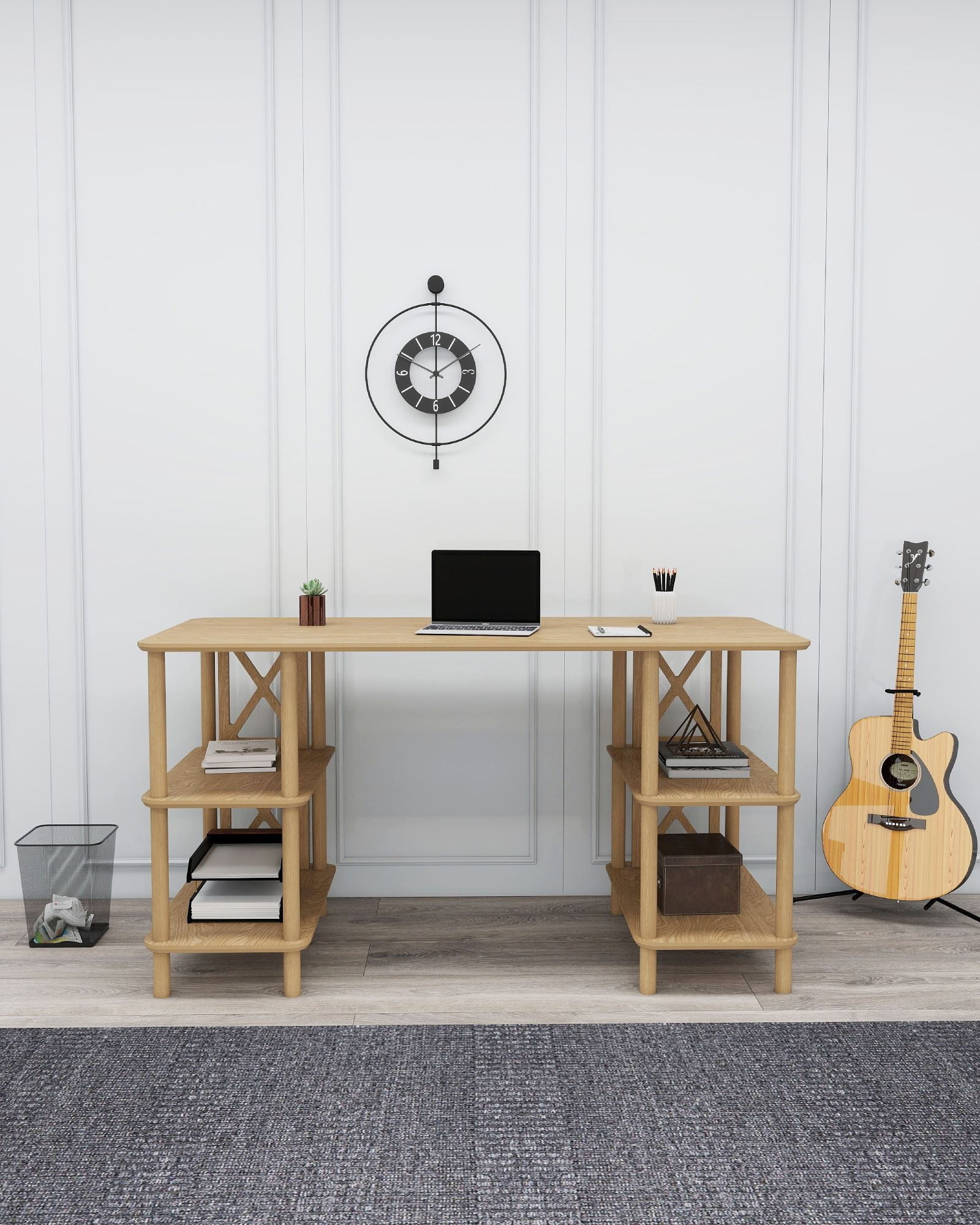 Birou Vista, 145 x 75 x 65 cm, stejar, MDF, capacitate 15 kg — imaginea 2