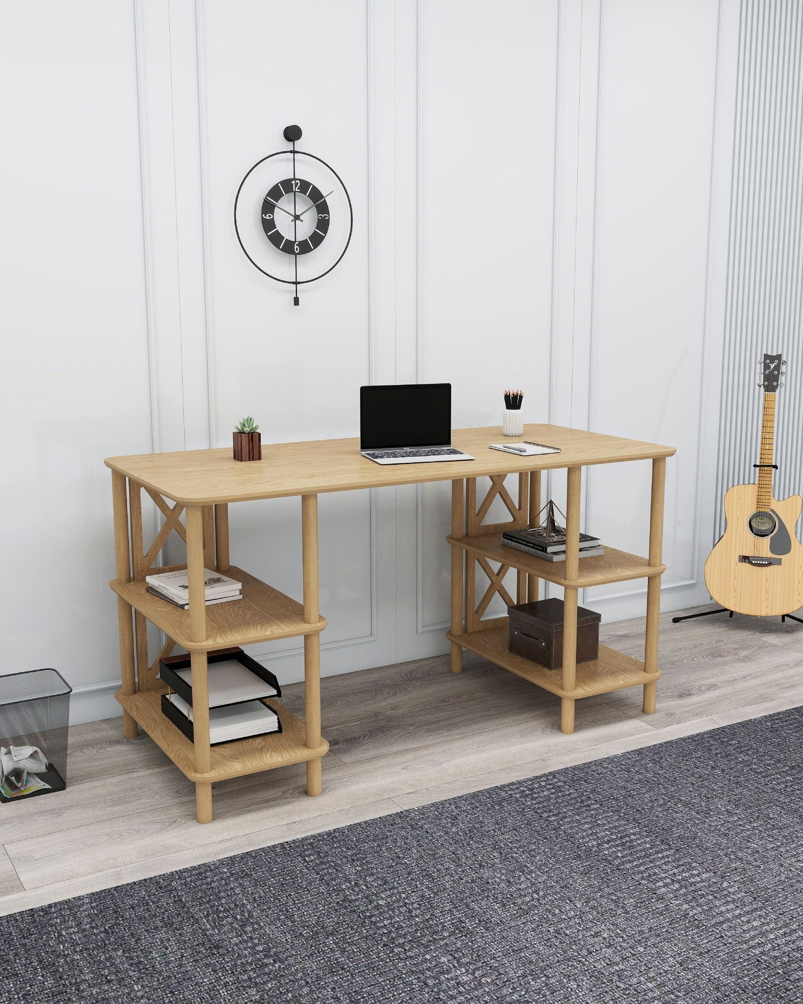 Birou Vista, 145 x 75 x 65 cm, stejar, MDF, capacitate 15 kg — imaginea 3
