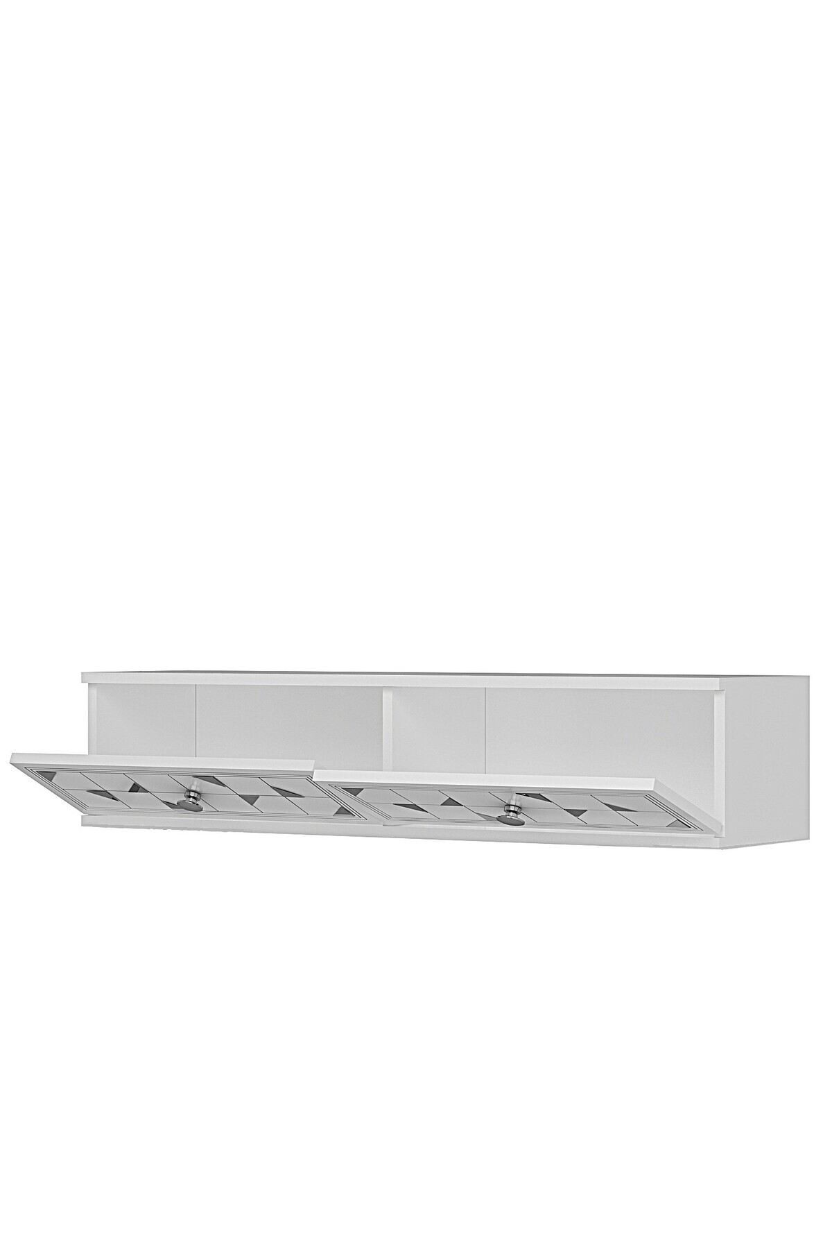 Comoda dormitor Moka 120, 120 x 25, 5 x 29, 6 cm, alb argintiu, PAL melaminat, oglinda inclusa, fixare pe perete, alb / silver — imaginea 6