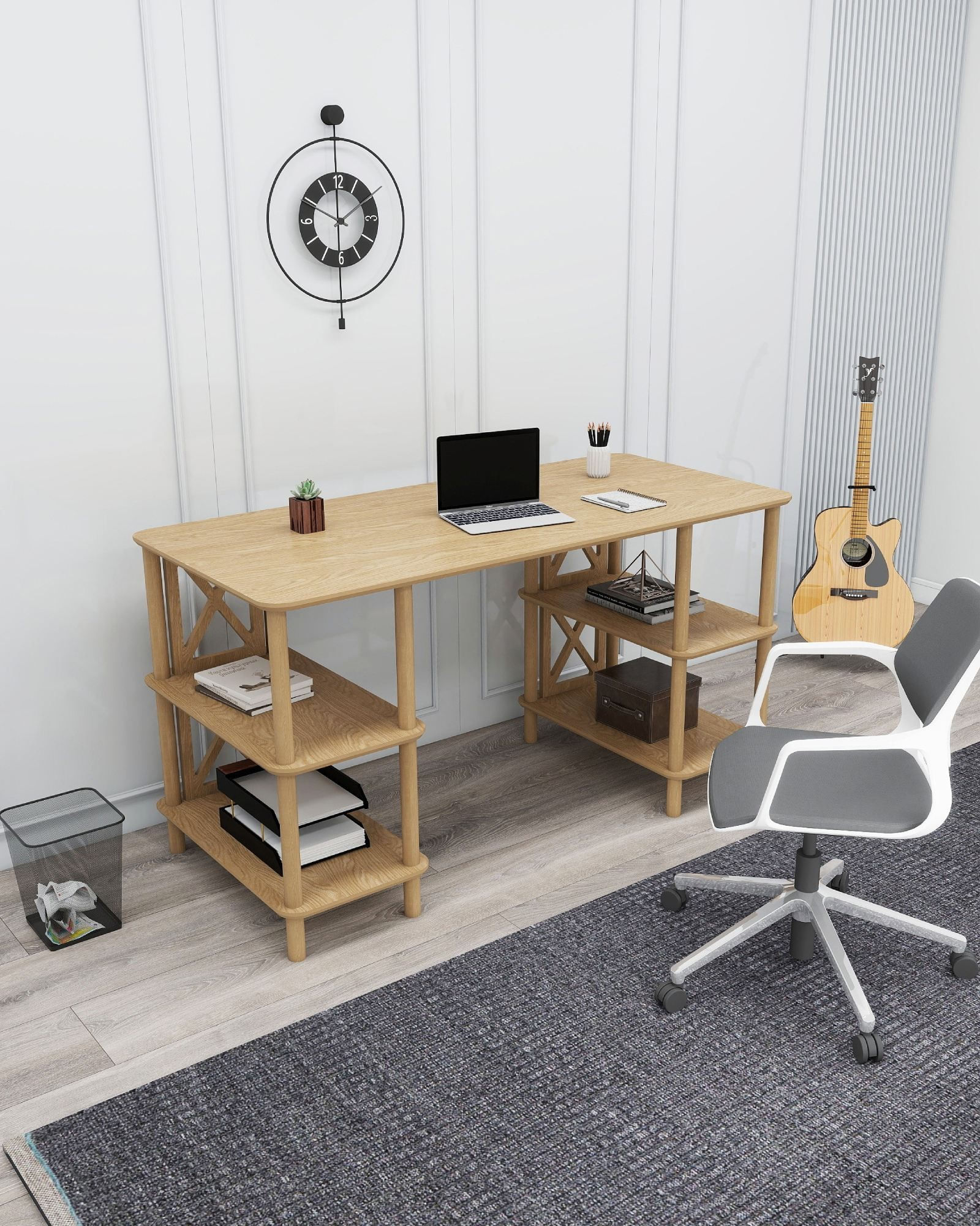 Birou Vista, 145 x 75 x 65 cm, stejar, MDF, capacitate 15 kg — imaginea 6