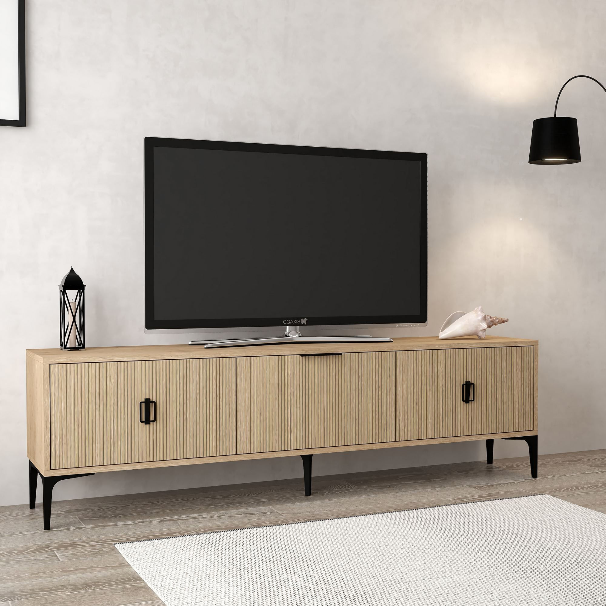Comoda TV Neva 3803, 180 x 50 x 35 cm, stejar, PAL melaminat — imaginea 2