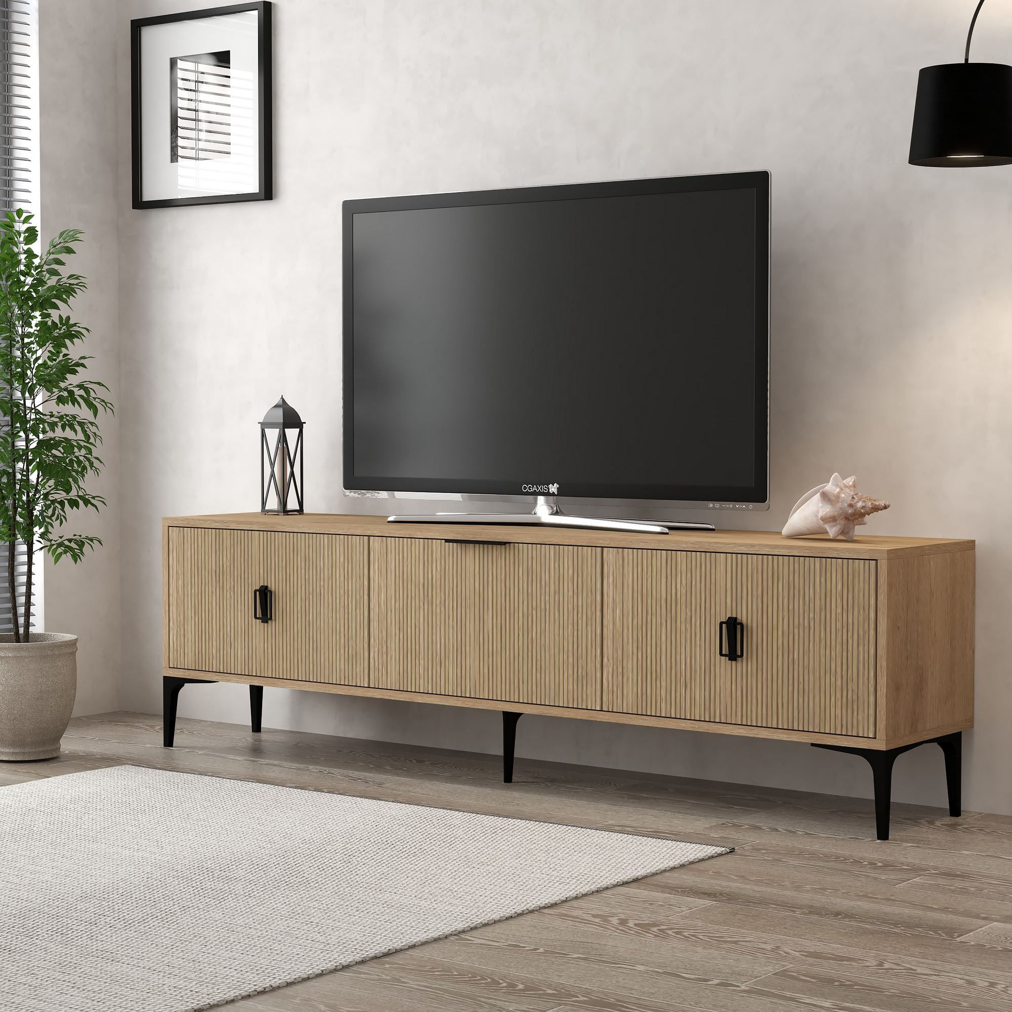 Comoda TV Neva 3803, 180 x 50 x 35 cm, stejar, PAL melaminat — imaginea 4