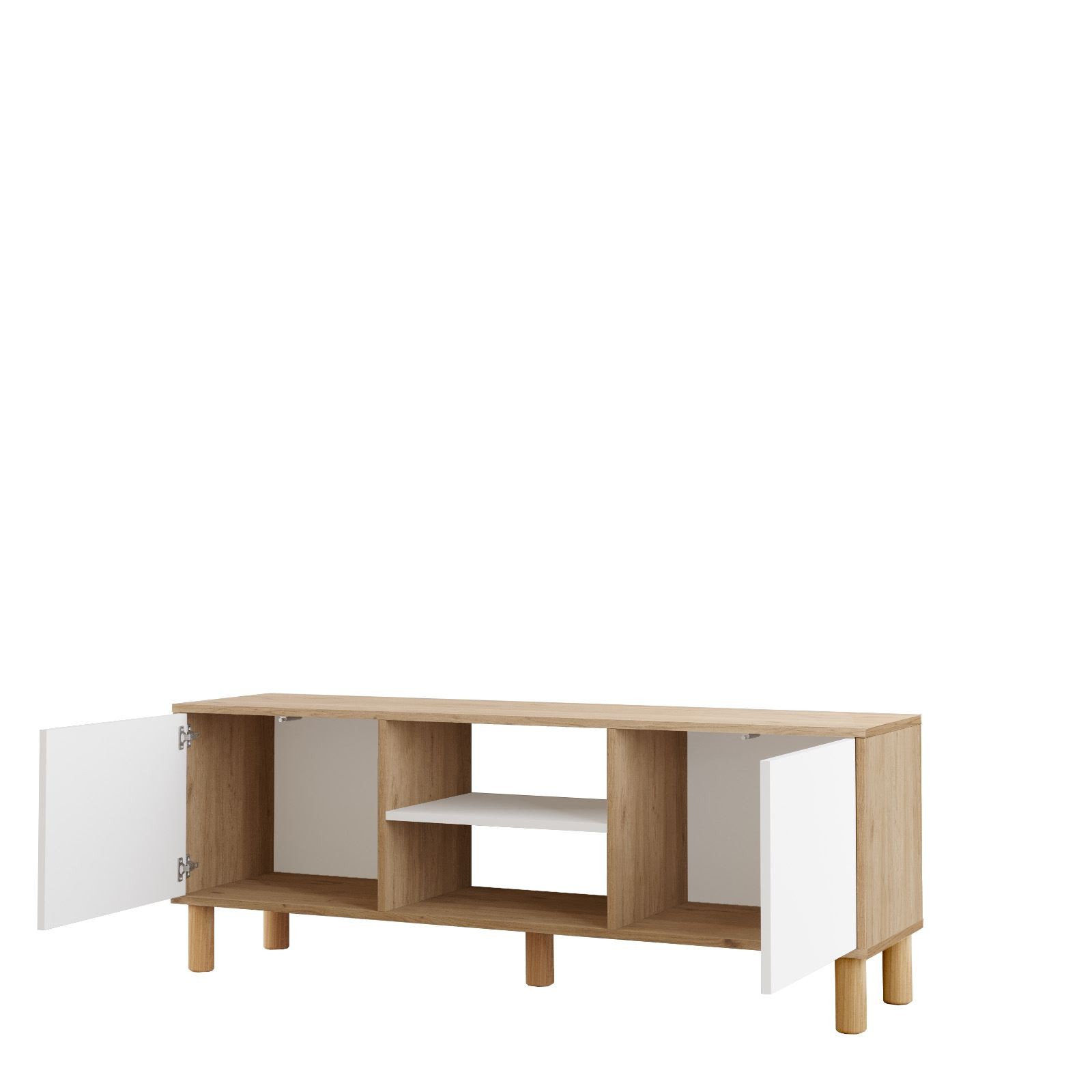 Comoda TV ALS1-SW, 160 x 59,1 x 40 cm, stejar alb, PAL melaminat, fixare pe perete — imaginea 3
