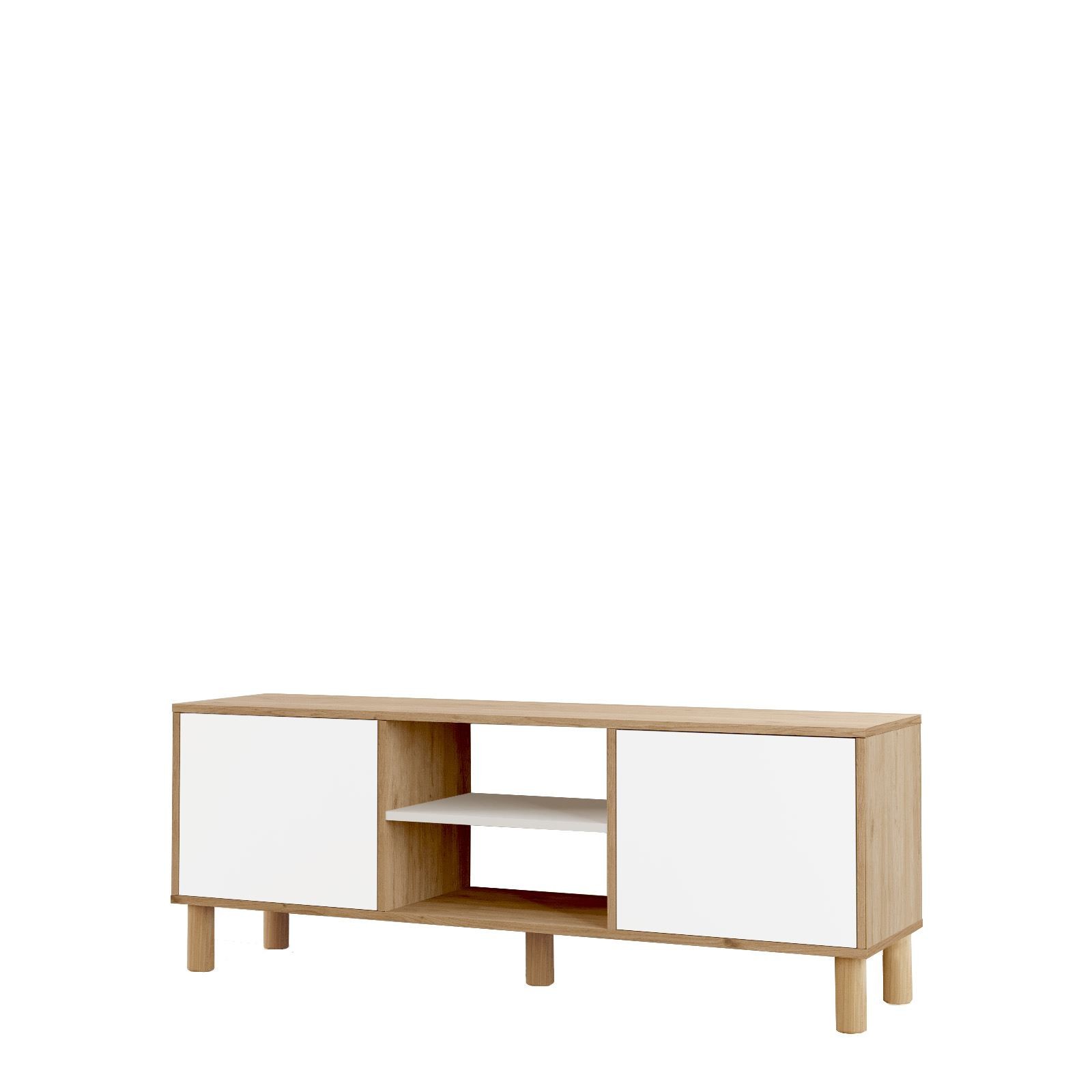 Comoda TV ALS1-SW, 160 x 59,1 x 40 cm, stejar alb, PAL melaminat, fixare pe perete — imaginea 5