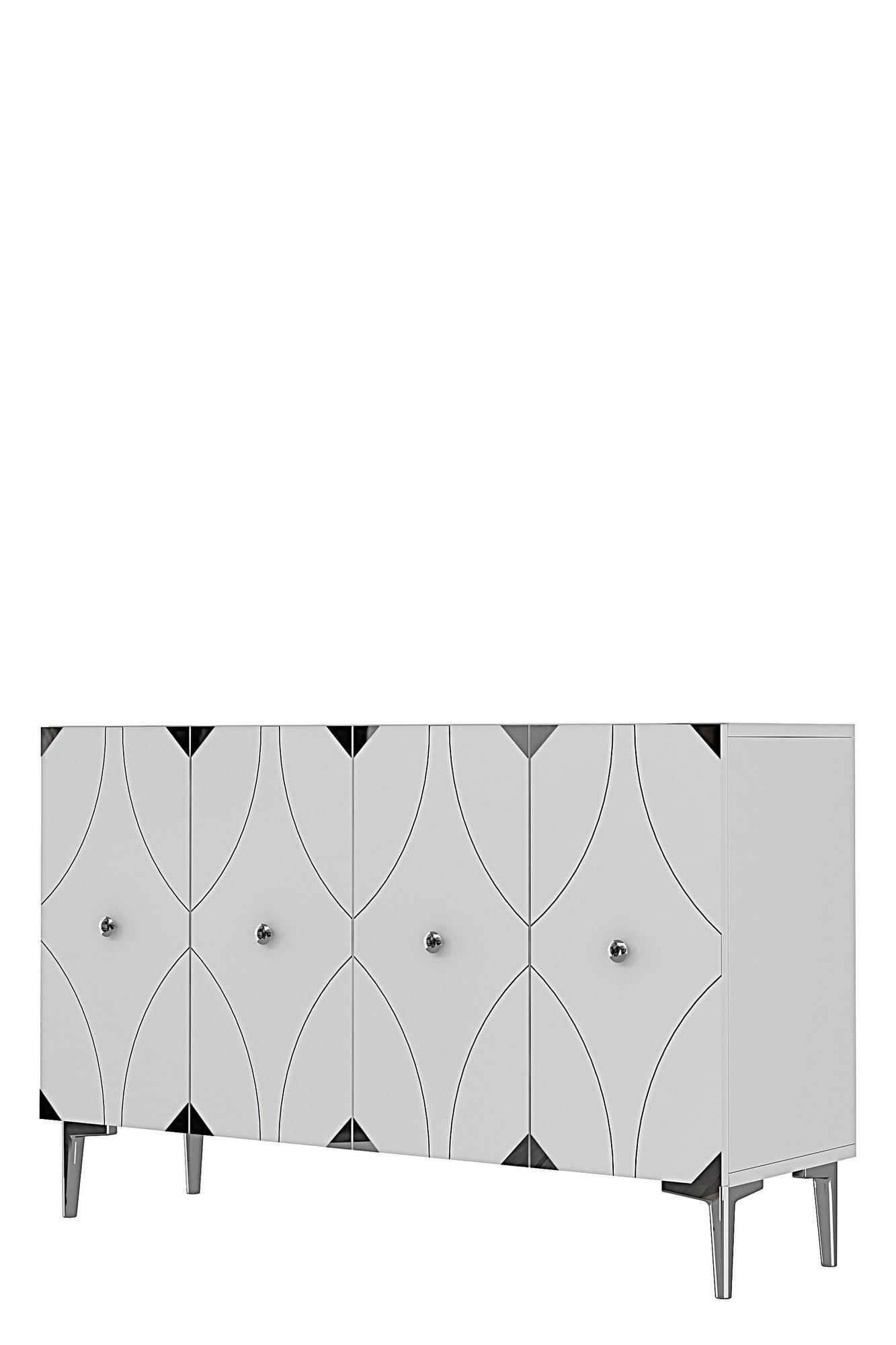 Consola Alfa 120, 120 x 75 x 32 cm, alb argintiu, PAL melaminat, spatiu de depozitare, alb / silver — imaginea 3