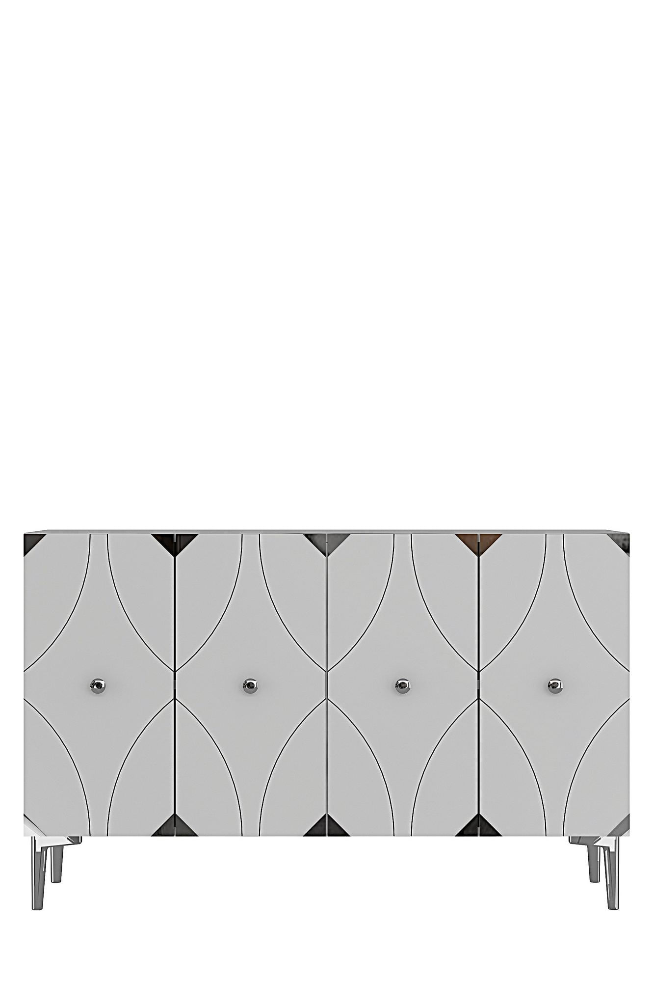 Consola Alfa 120, 120 x 75 x 32 cm, alb argintiu, PAL melaminat, spatiu de depozitare, alb / silver — imaginea 4