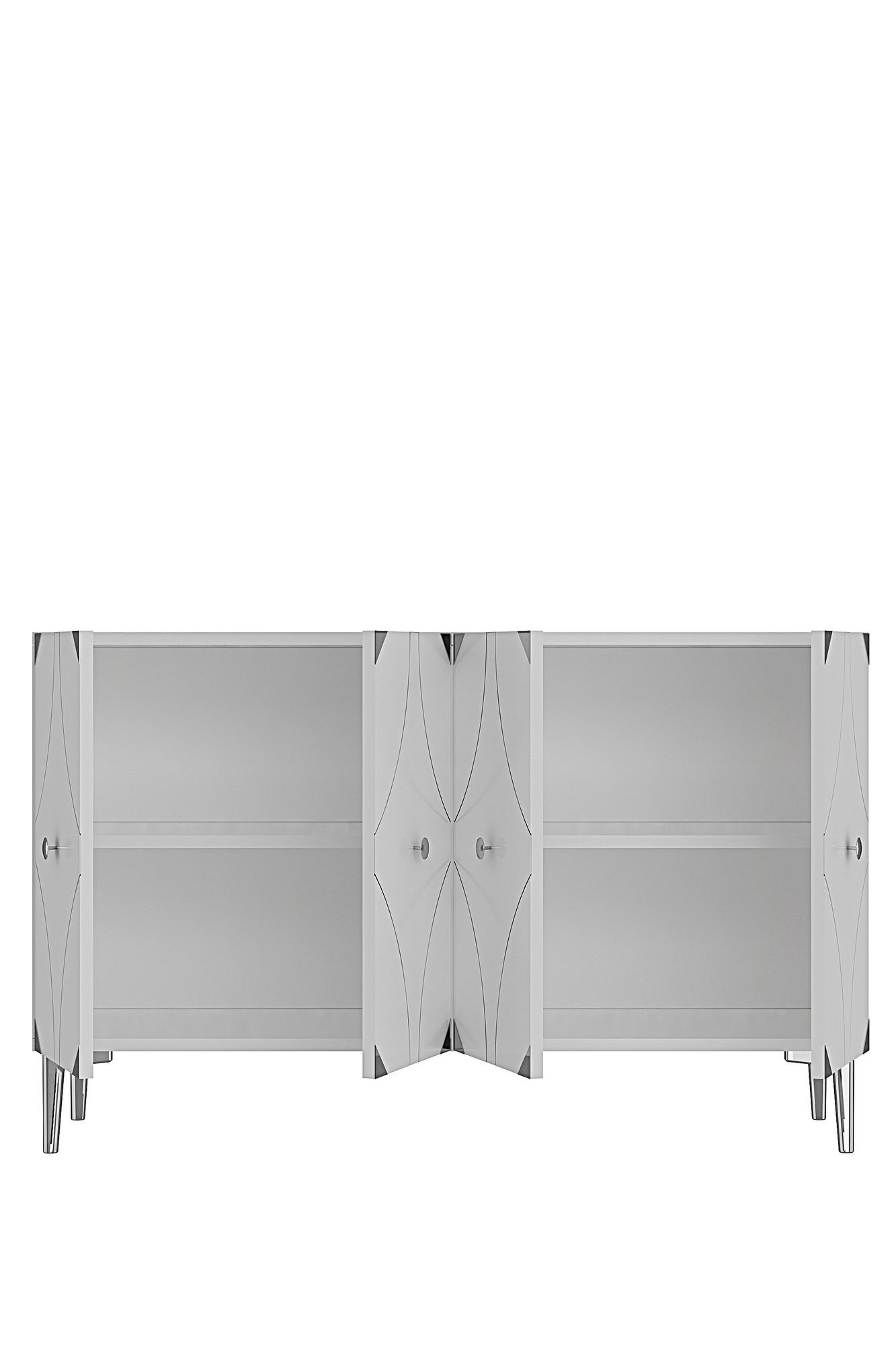Consola Alfa 120, 120 x 75 x 32 cm, alb argintiu, PAL melaminat, spatiu de depozitare, alb / silver — imaginea 5
