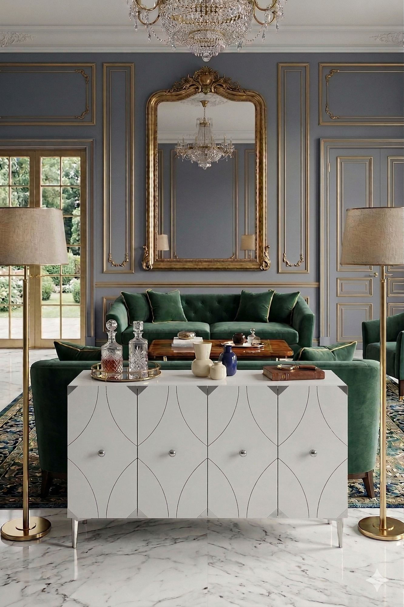 Consola Alfa 120, 120 x 75 x 32 cm, alb argintiu, PAL melaminat, spatiu de depozitare, alb / silver — imaginea 6
