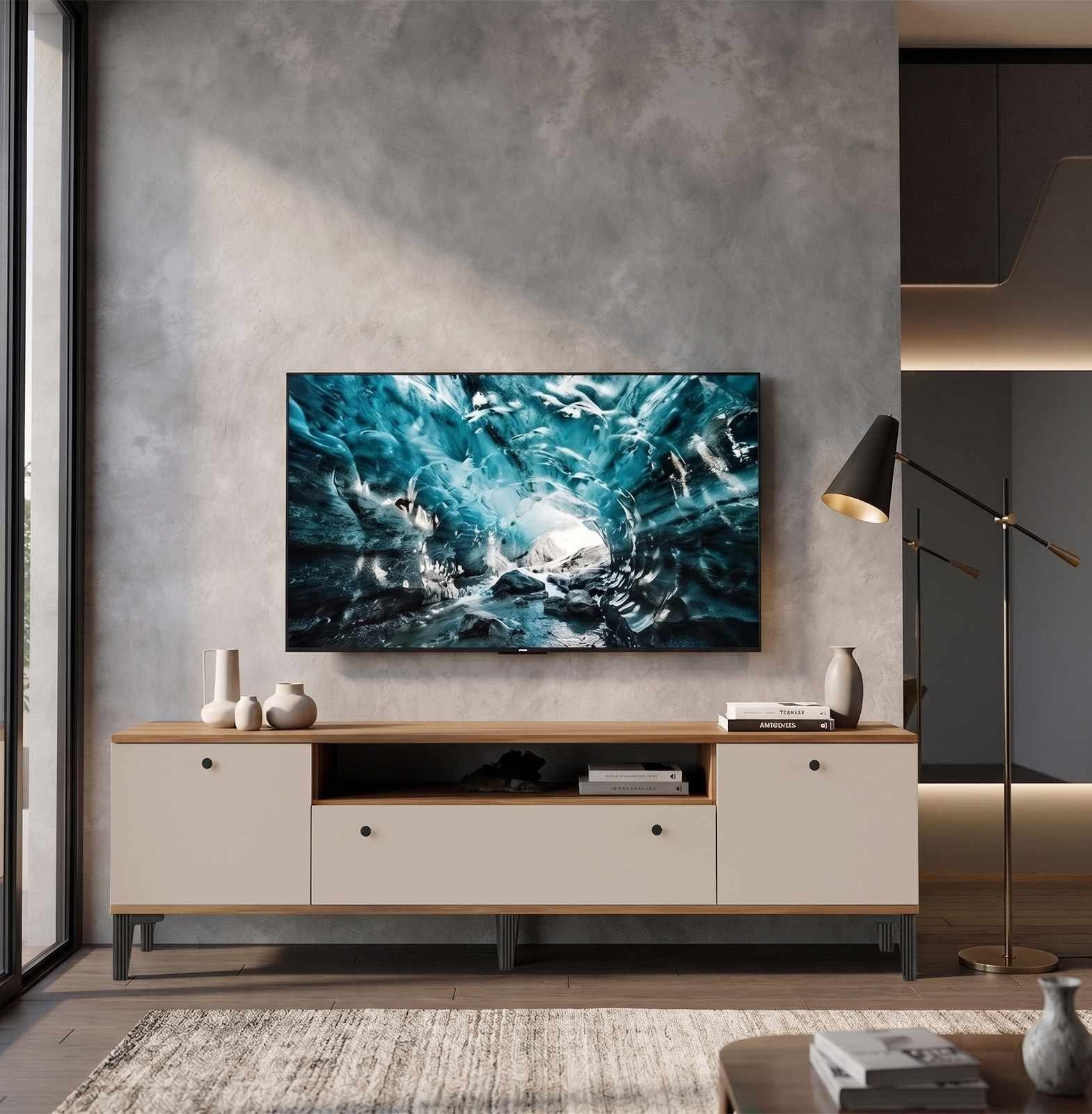 Comoda TV Vıs1-Cka, 180 x 55 x 44,5 cm, nuc, PAL melaminat, capacitate 50 kg — imaginea 5