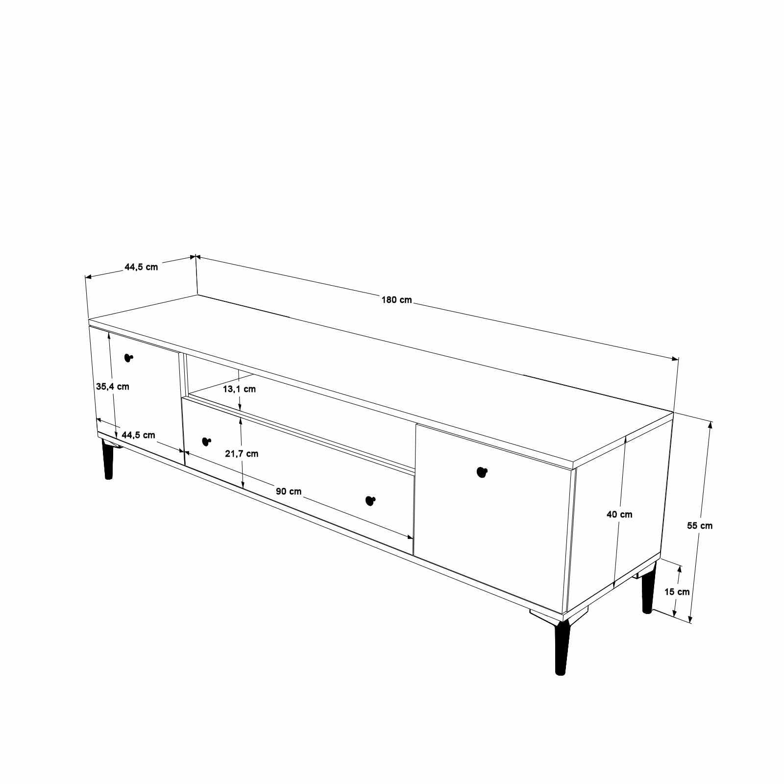 Comoda TV Vıs1-Cka, 180 x 55 x 44,5 cm, nuc, PAL melaminat, capacitate 50 kg — imaginea 6