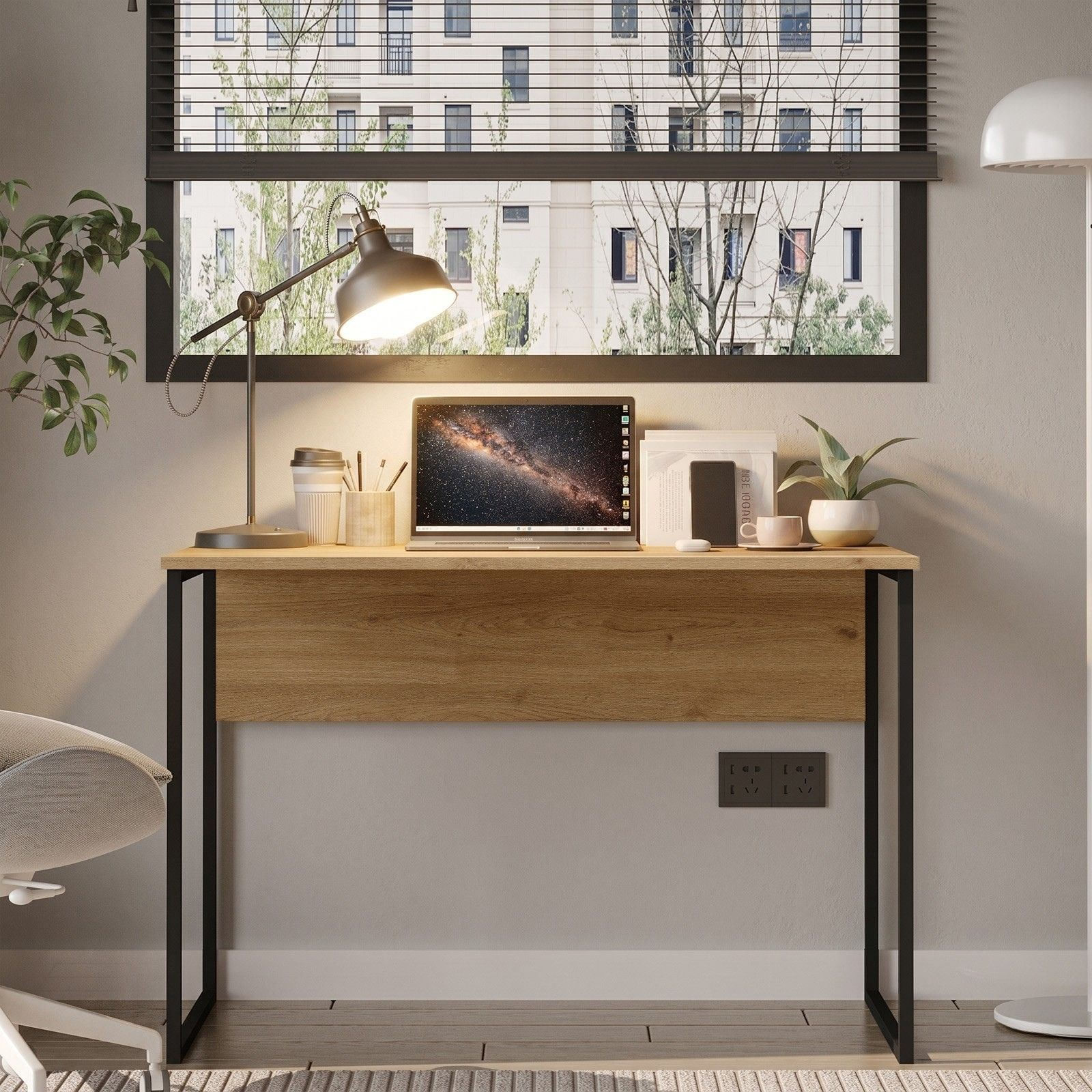 Birou Nor2-S, 100 x 75 x 55 cm, stejar, PAL melaminat — imaginea 4
