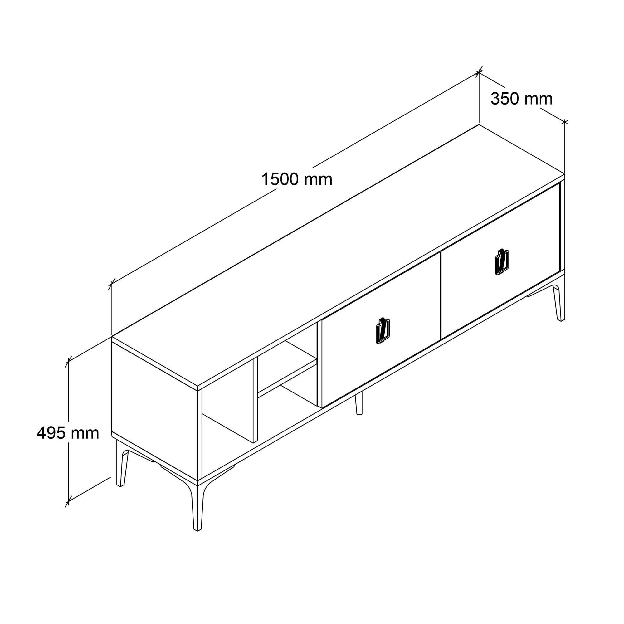 Comoda TV Era 3506, 150 x 50 x 35 cm, stejar alb, PAL melaminat — imaginea 2