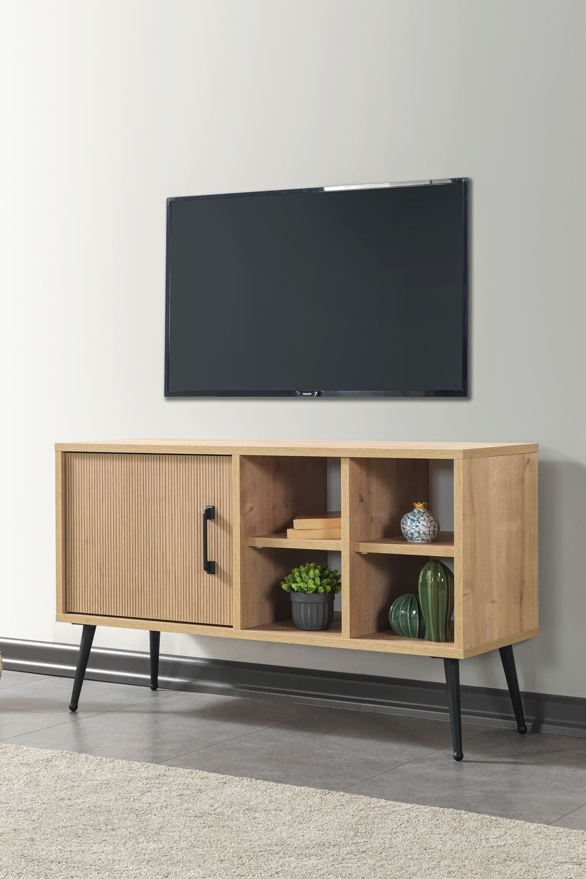 Comoda TV Şile 3110, 100 x 60 x 35 cm, stejar safir, PAL melaminat — imaginea 3
