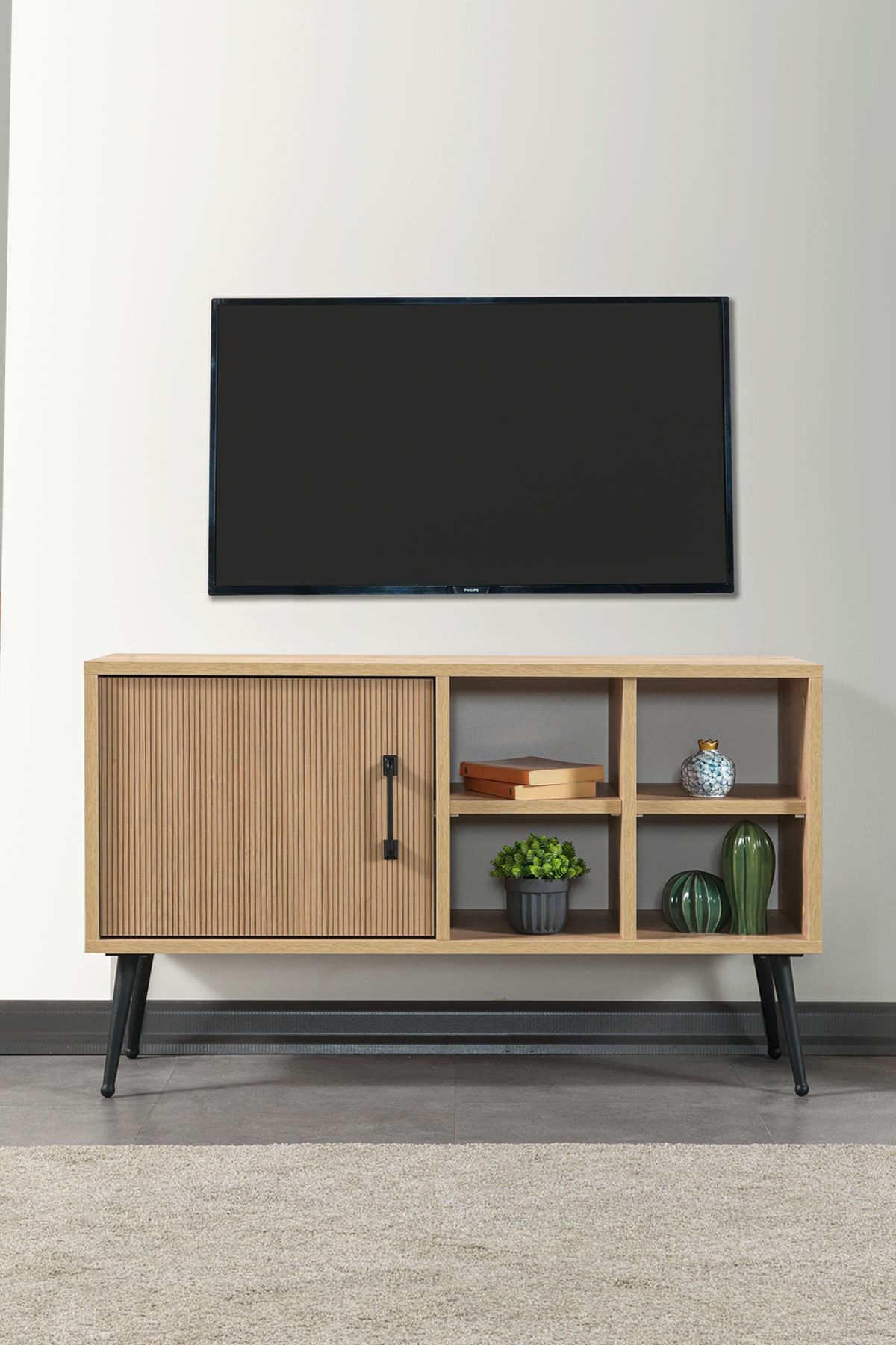 Comoda TV Şile 3110, 100 x 60 x 35 cm, stejar safir, PAL melaminat — imaginea 4