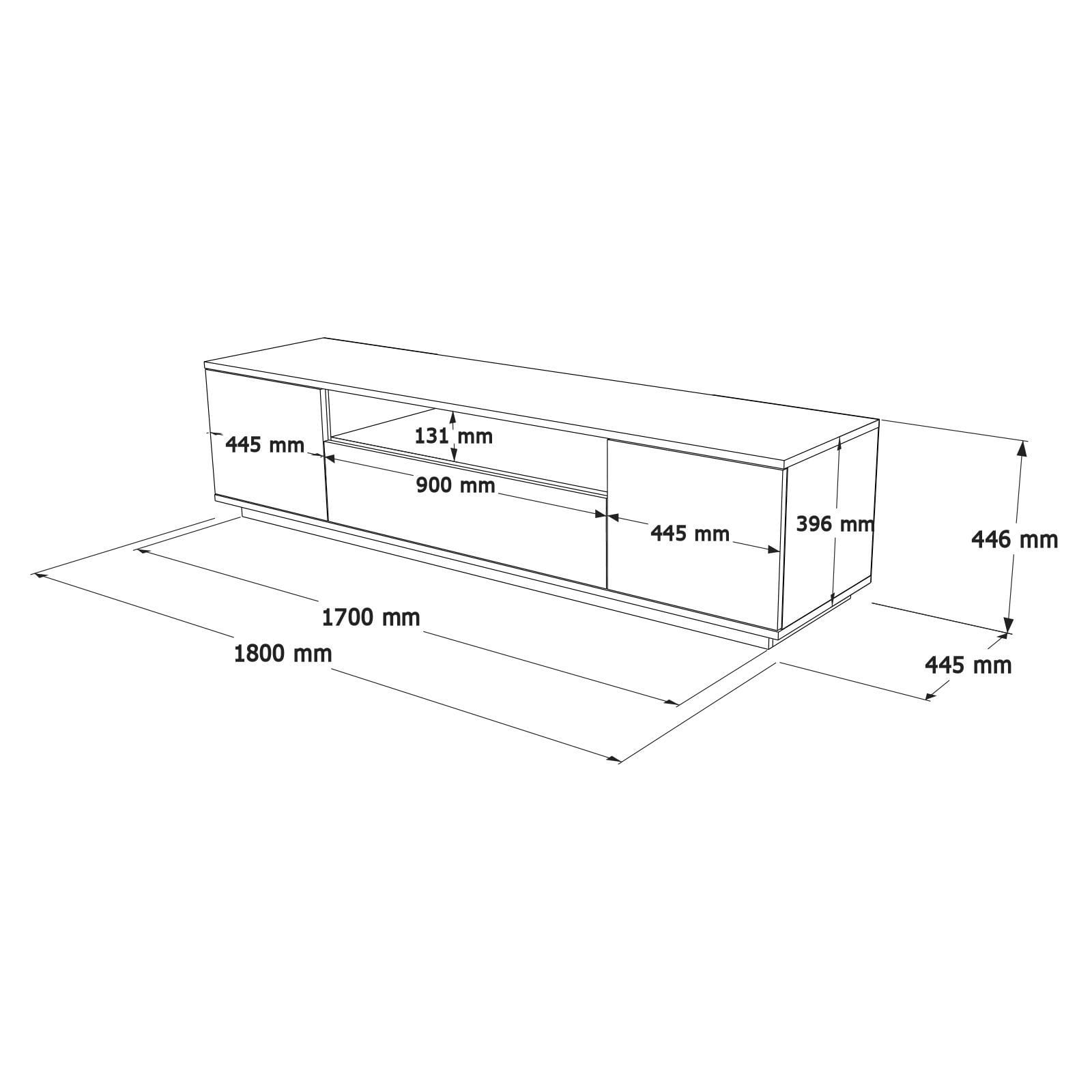Comoda TV Ave7-Aka, 180 x 44,6 x 44,5 cm, pin atlantic cashmere, PAL melaminat, spatiu de depozitare, fixare pe perete — imaginea 7