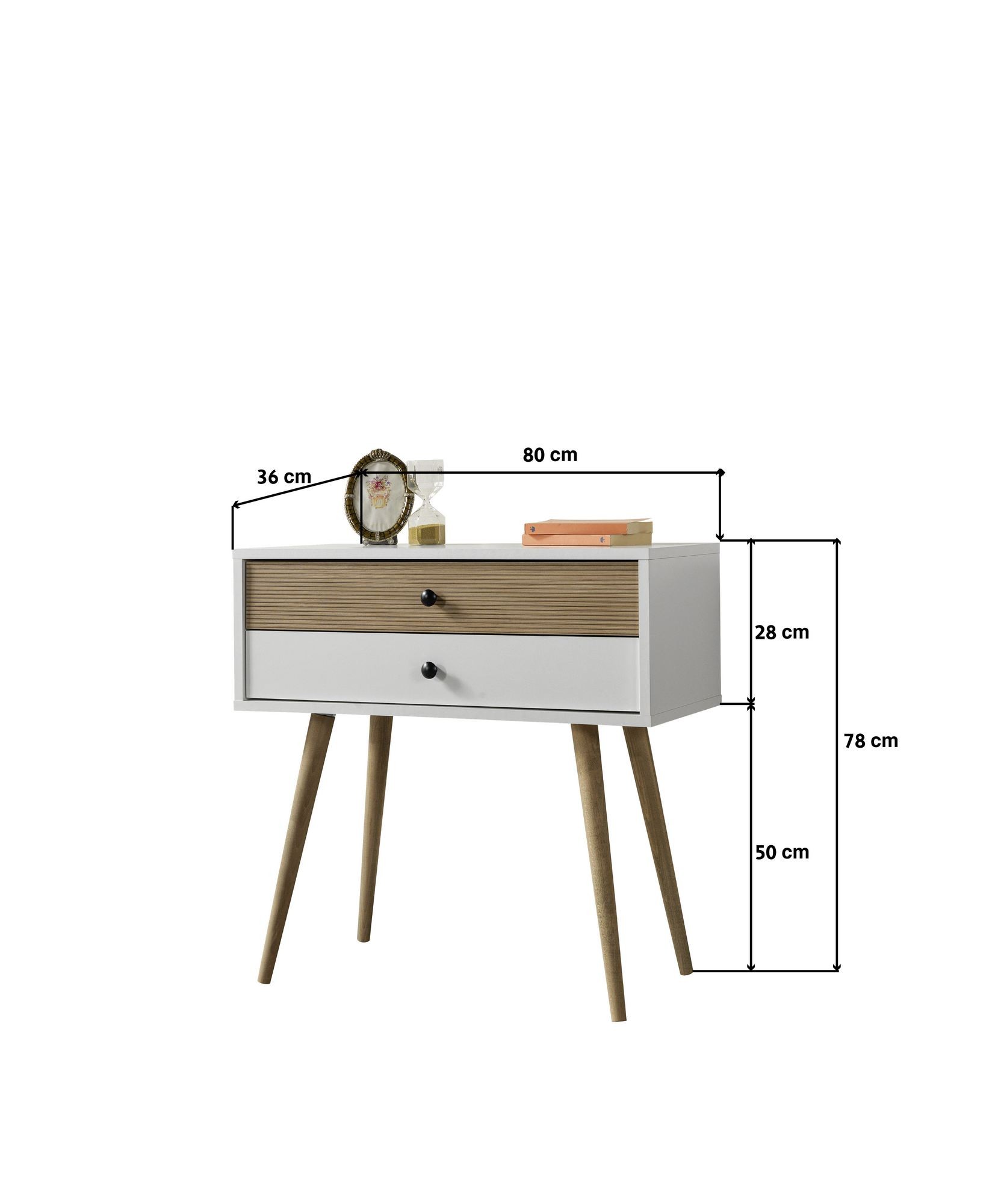 Comoda dormitor Vita 5203, 80 x 78 x 36 cm, alb nuc, PAL melaminat — imaginea 4