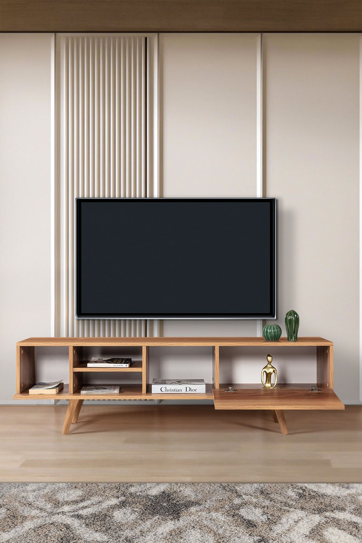 Comoda TV Ela 3632, 160 x 47 x 35 cm, nuc, PAL melaminat — imaginea 2