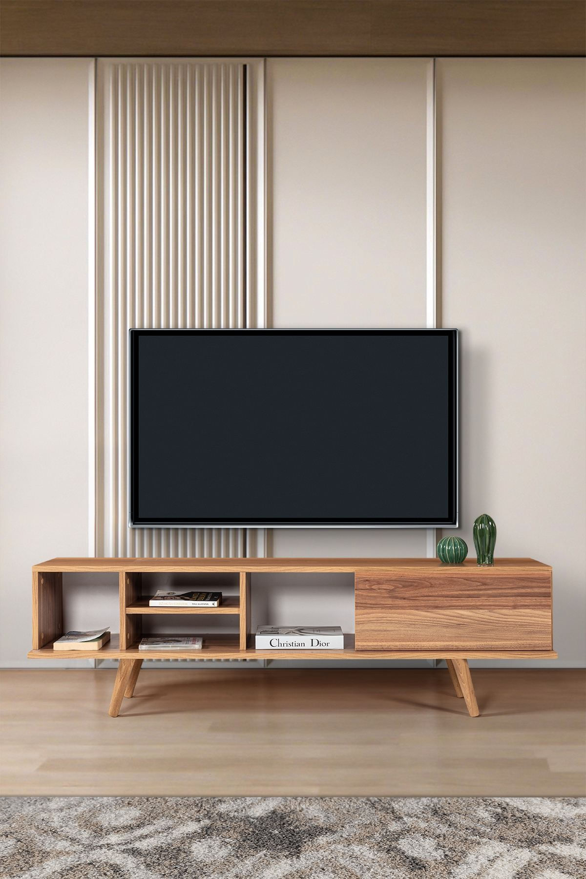 Comoda TV Ela 3632, 160 x 47 x 35 cm, nuc, PAL melaminat — imaginea 3