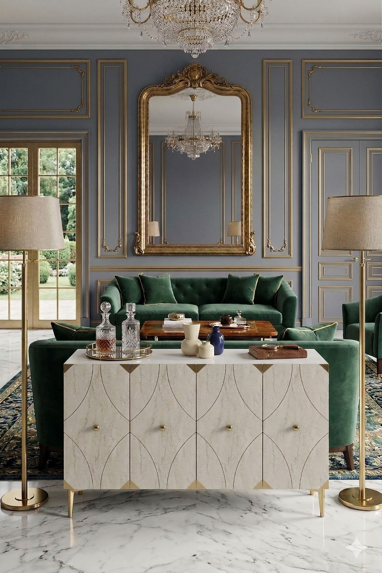 Consola Alfa 120, 120 x 75 x 32 cm, alb travertin auriu, PAL melaminat, spatiu de depozitare, alb / travertin / gold — imaginea 4