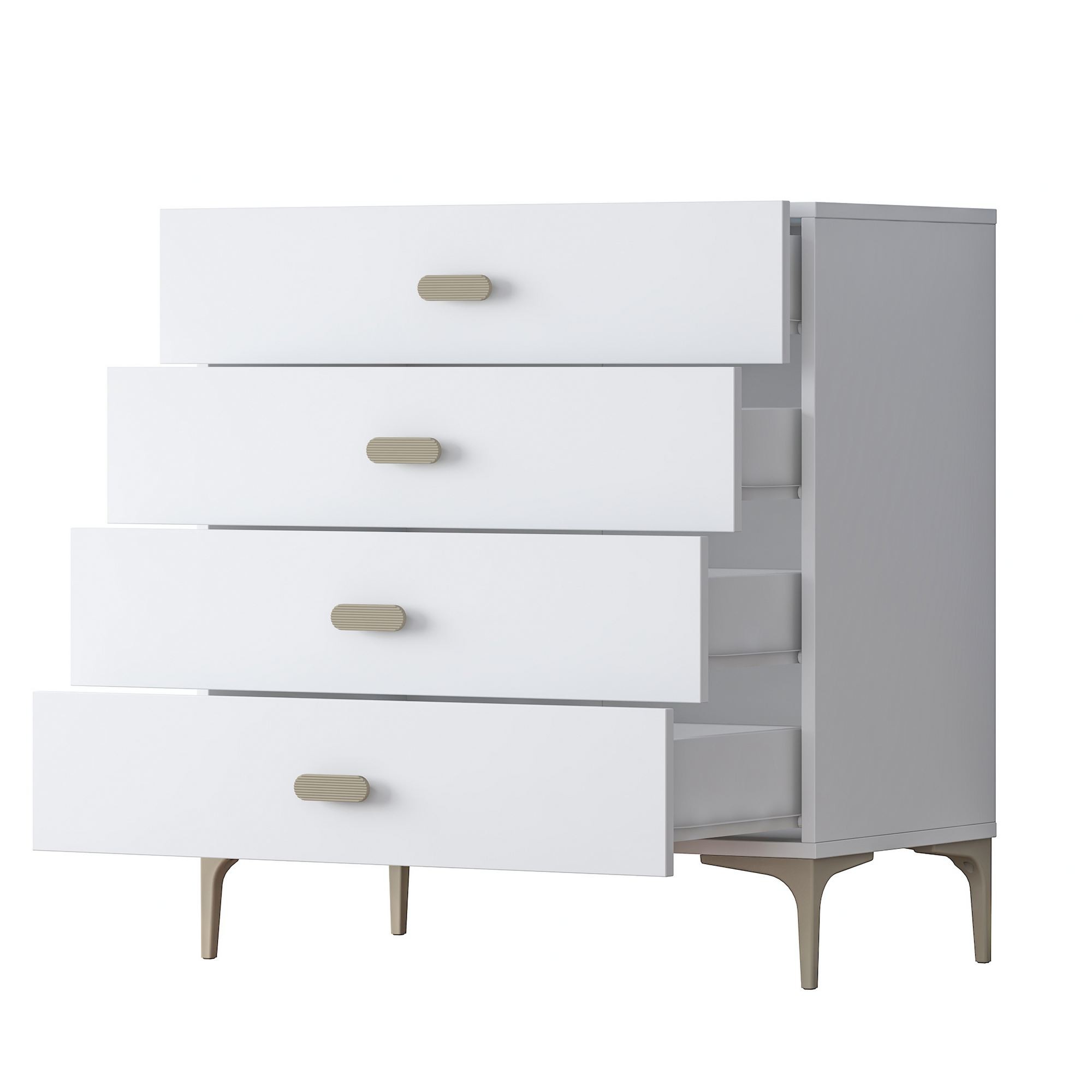 Comoda dormitor BE116, 85,6 x 90,7 x 45 cm, alb, PAL, spatiu de depozitare, fixare pe perete — imaginea 2