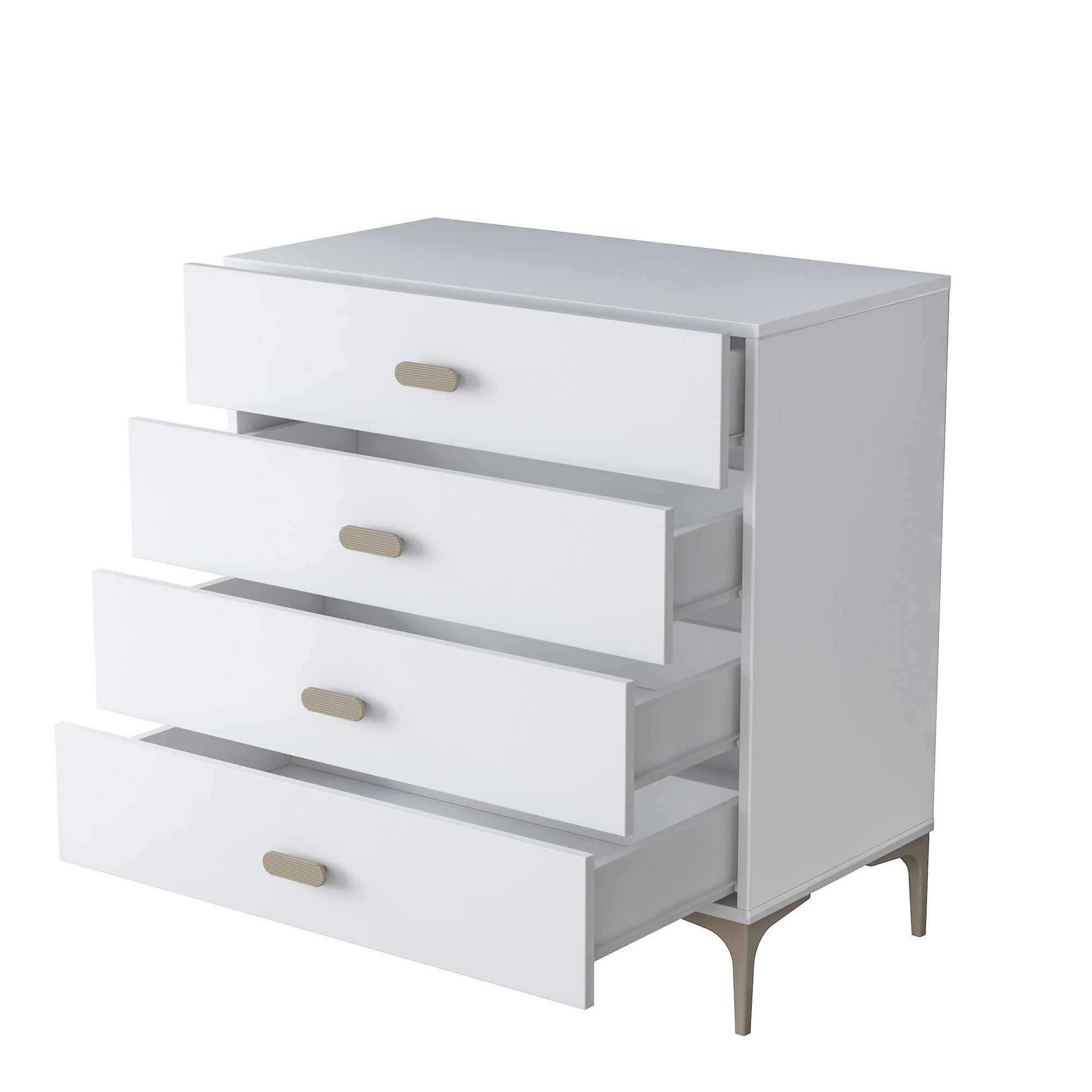 Comoda dormitor BE116, 85,6 x 90,7 x 45 cm, alb, PAL, spatiu de depozitare, fixare pe perete — imaginea 4