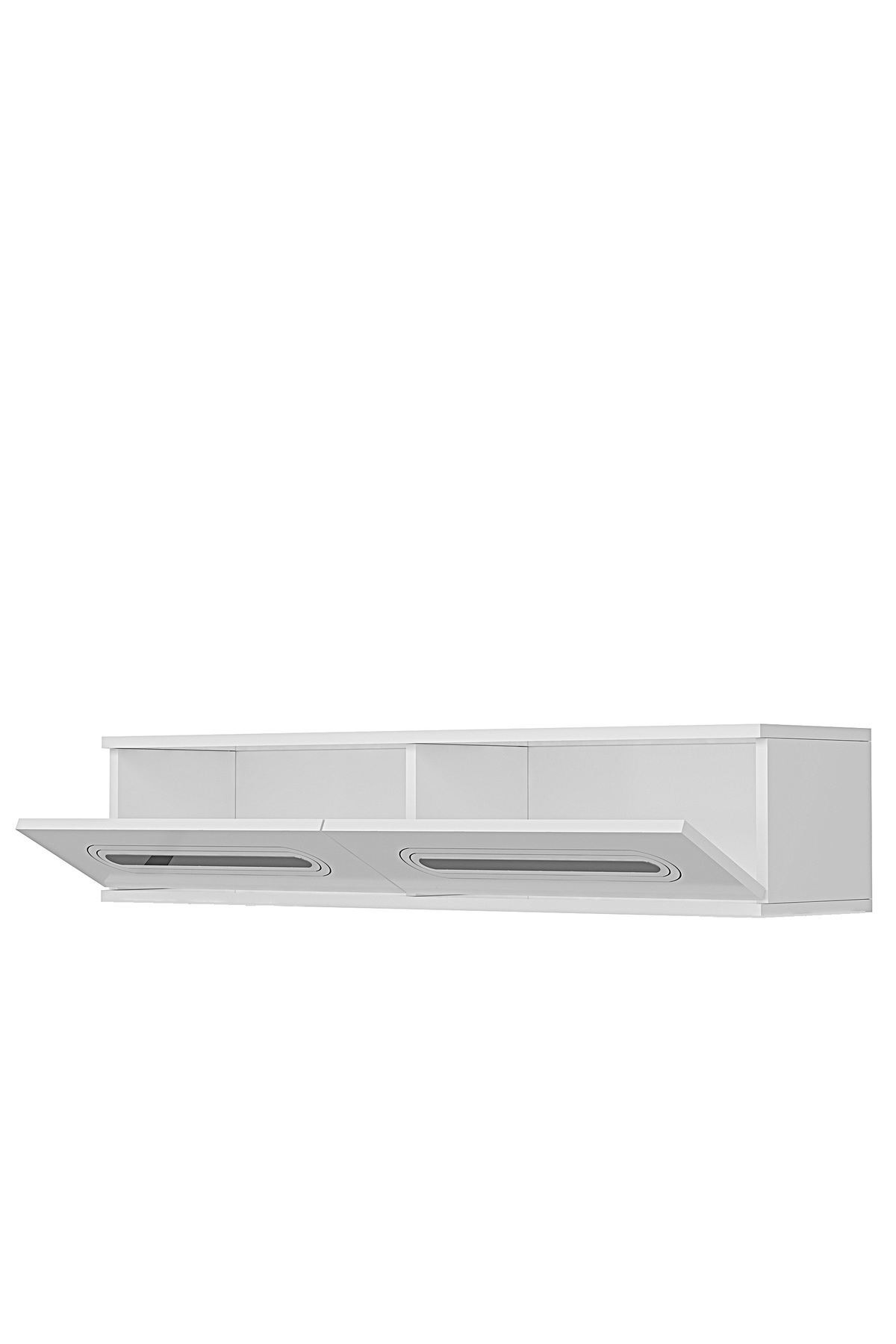 Comoda dormitor Rany 120, 120 x 25, 5 x 29, 6 cm, alb argintiu, PAL melaminat, oglinda inclusa, fixare pe perete, alb / silver — imaginea 4