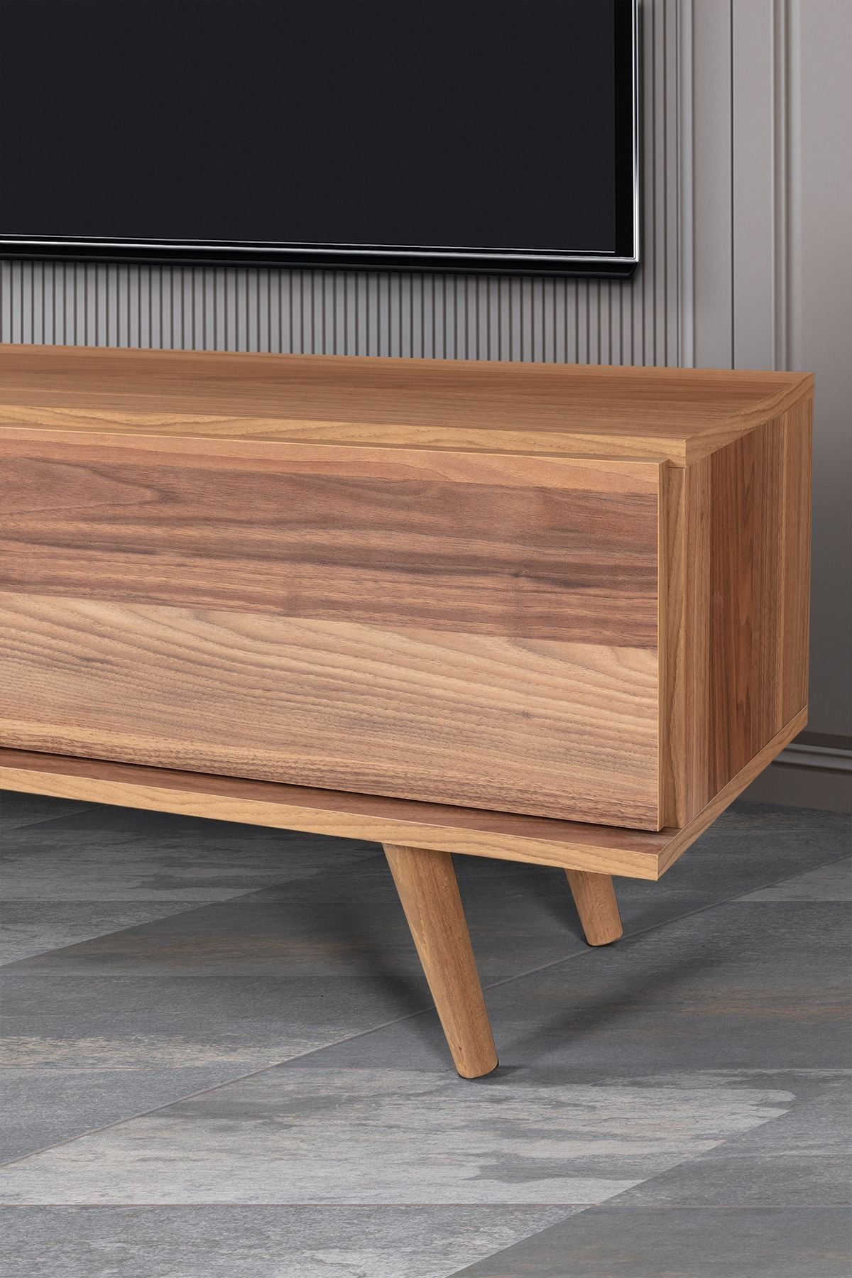 Comoda TV Ela 3332, 130 x 47 x 35 cm, nuc, PAL melaminat — imaginea 2