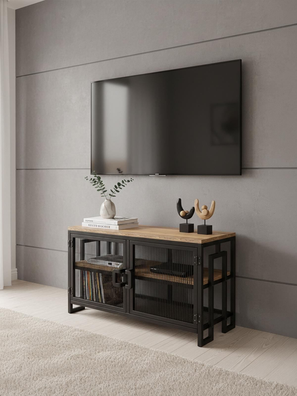 Comoda TV Zent, 90 x 54 x 30 cm, pin atlantic negru, PAL — imaginea 3