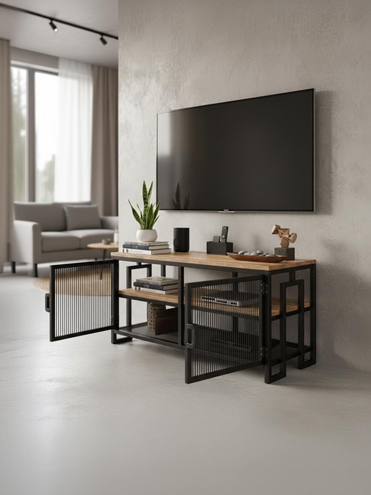 Comoda TV Zent, 90 x 54 x 30 cm, pin atlantic negru, PAL — imaginea 4