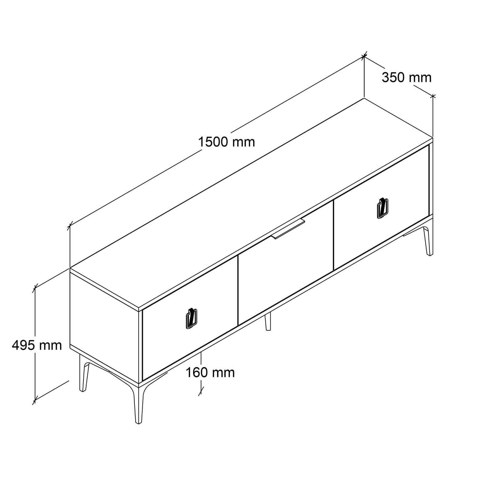 Comoda TV Neva 3503, 150 x 49,5 x 35 cm, stejar safir nuc, PAL melaminat — imaginea 2