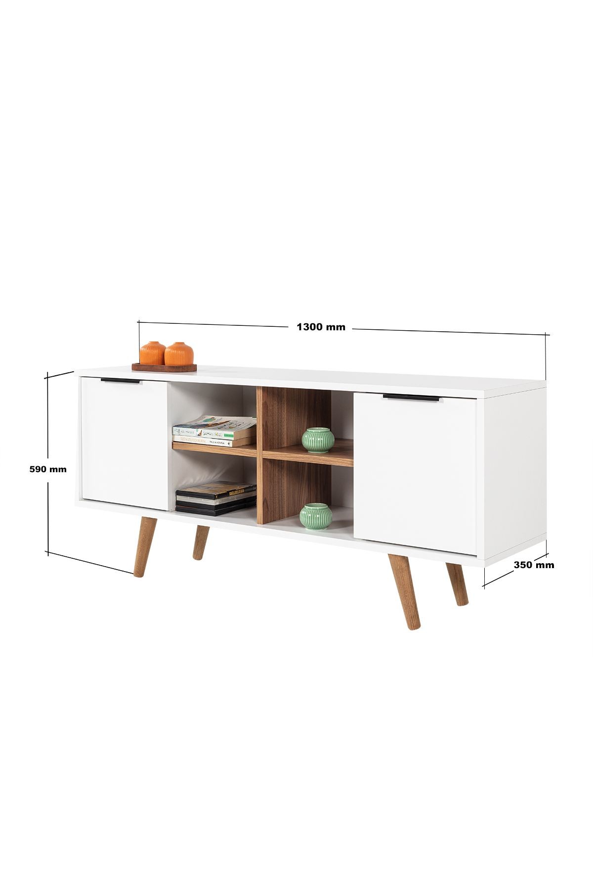 Comoda TV Sina 3318, 130 x 59 x 35 cm, alb nuc, PAL melaminat — imaginea 5