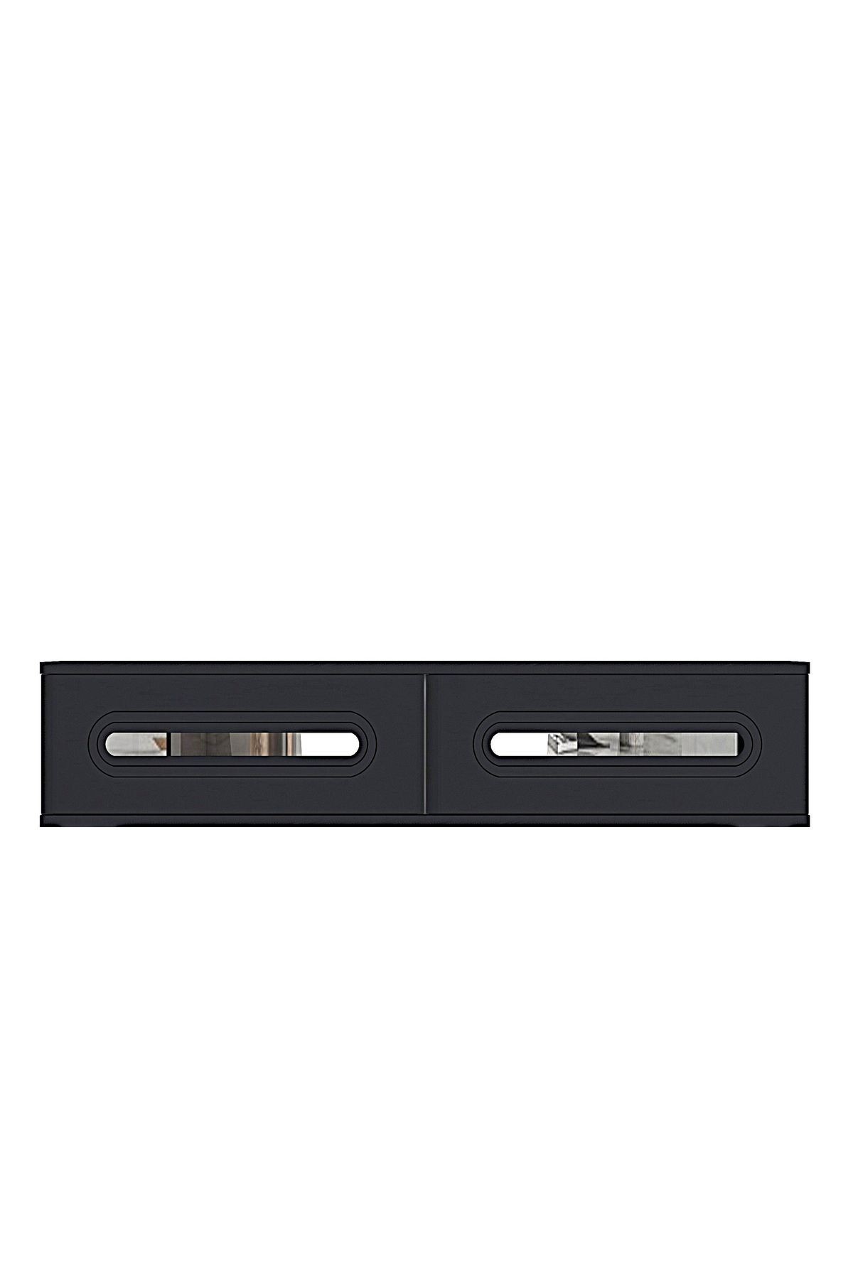 Comoda dormitor Rany 120, 120 x 25, 5 x 29, 6 cm, antracit argintiu, PAL melaminat, oglinda inclusa, fixare pe perete, antracit / silver — imaginea 2
