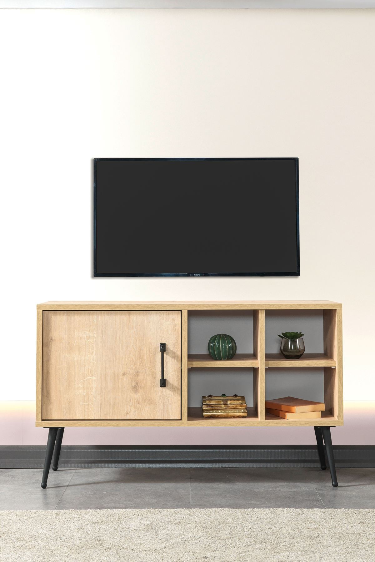 Comoda TV Şile 3108, 100 x 60 x 35 cm, stejar safir, PAL melaminat — imaginea 8