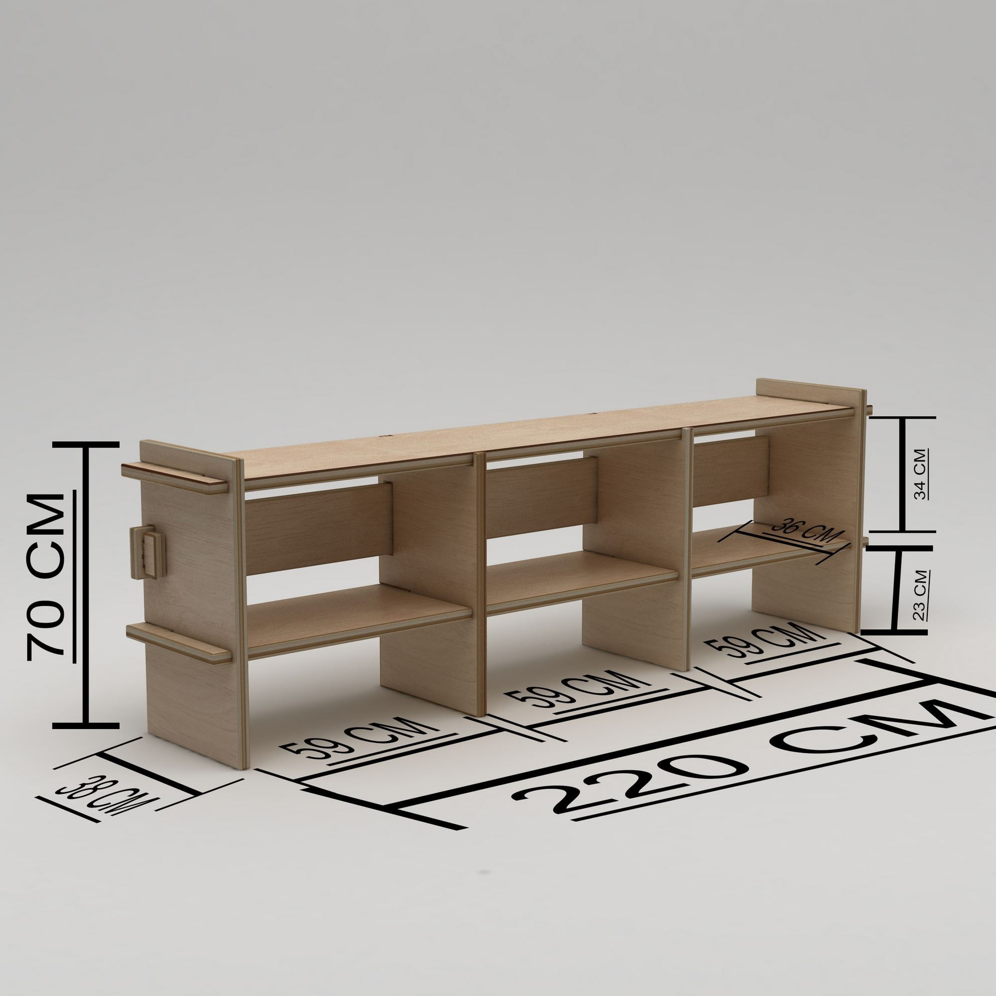 Comoda TV Lucis, natural lemn, lemn, capacitate 120 kg — imaginea 3