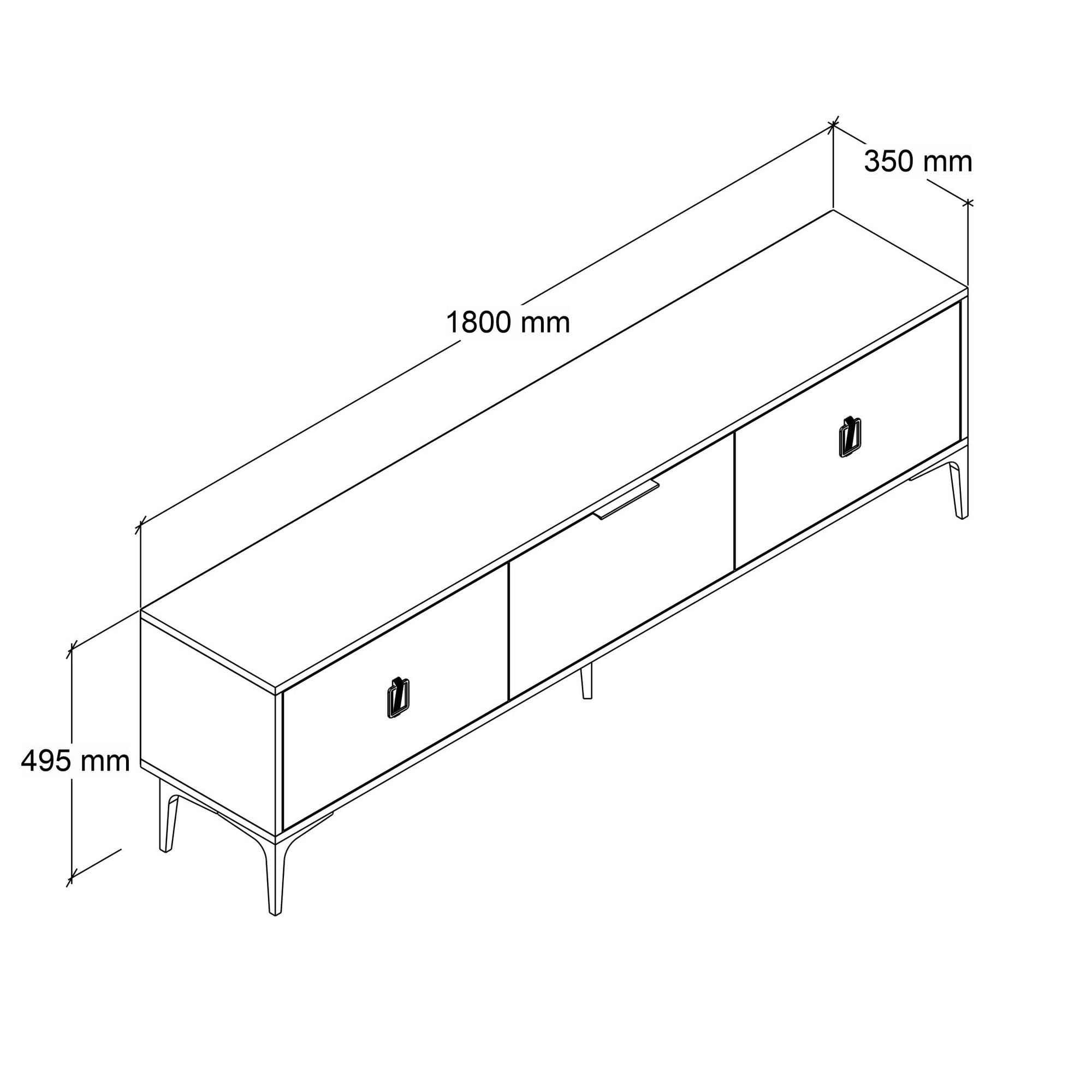 Comoda TV Neva 3801, 180 x 50 x 35 cm, stejar alb antracit, PAL melaminat — imaginea 2