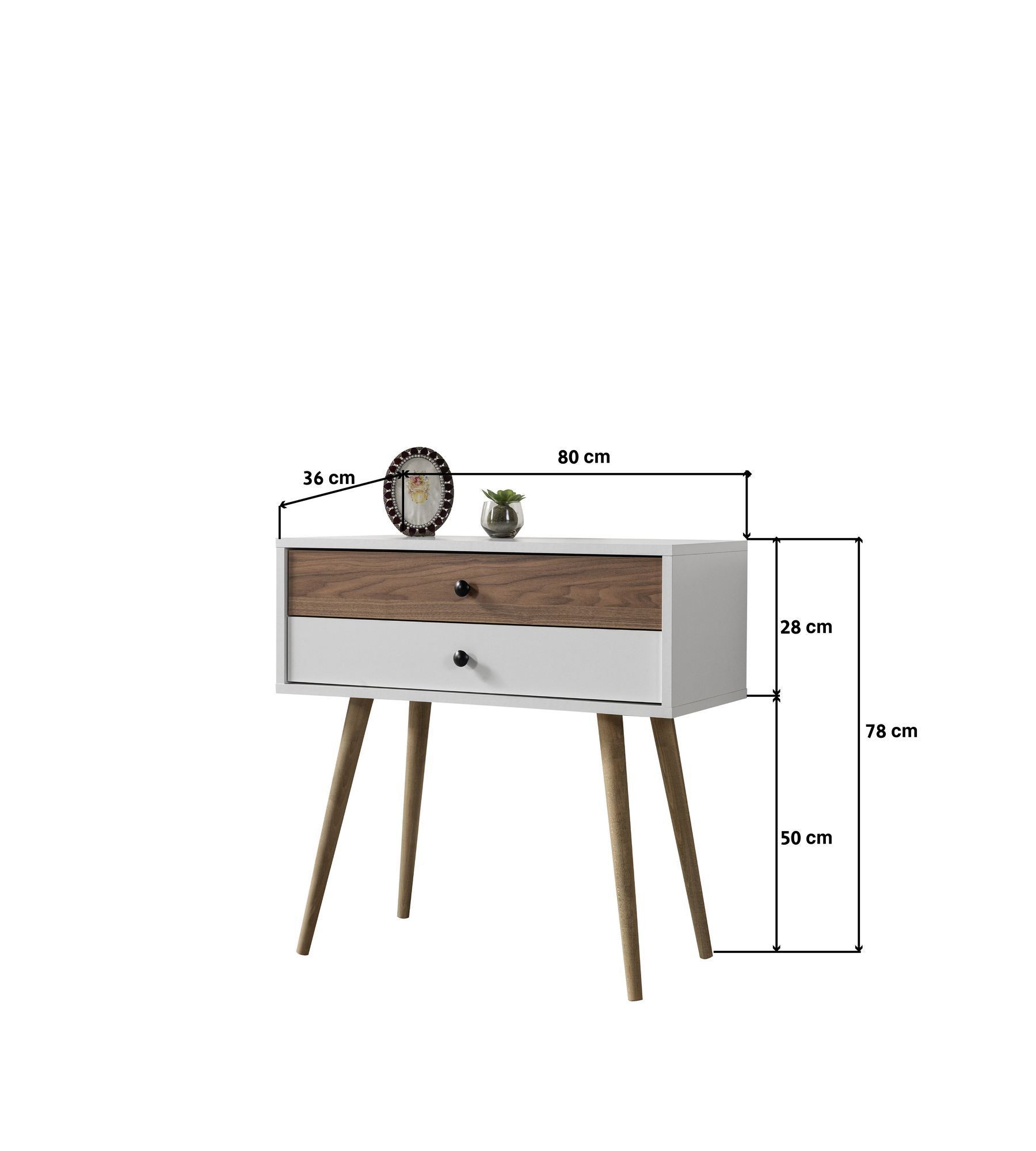 Comoda dormitor Vita 5204, 80 x 78 x 36 cm, alb nuc, PAL melaminat — imaginea 5