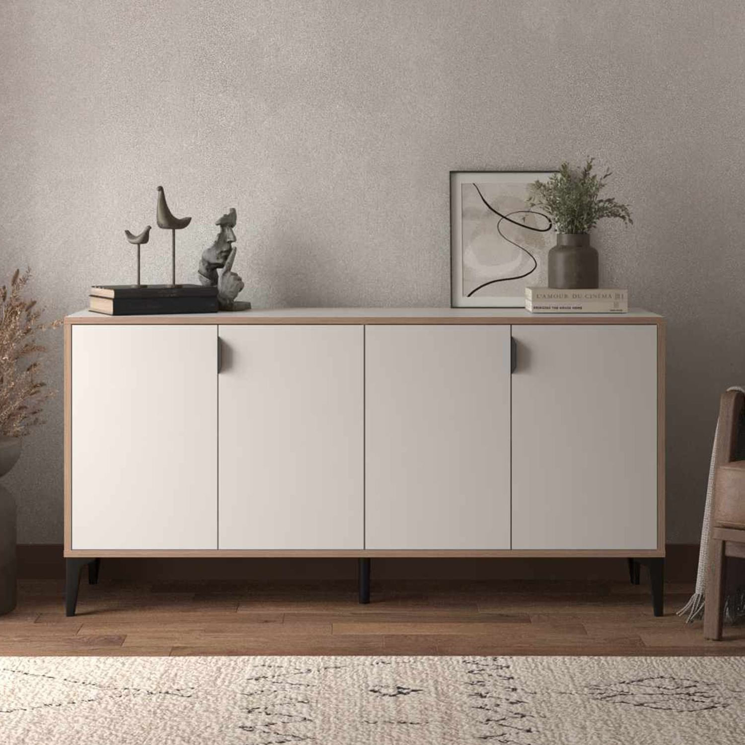 Bufet Arden, 160 x 80 x 44 cm, alb, PAL melaminat — imaginea 3