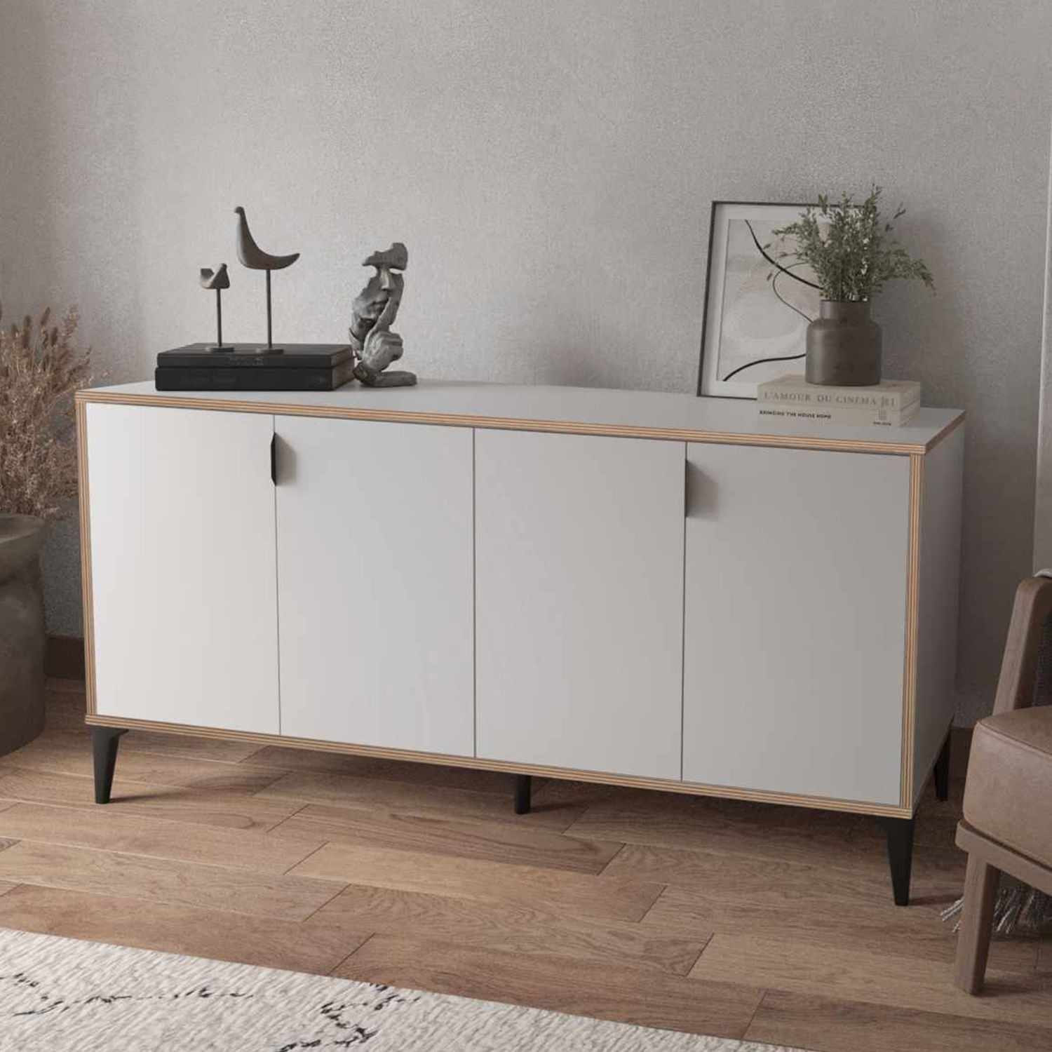 Bufet Arden, 160 x 80 x 44 cm, alb, PAL melaminat — imaginea 5