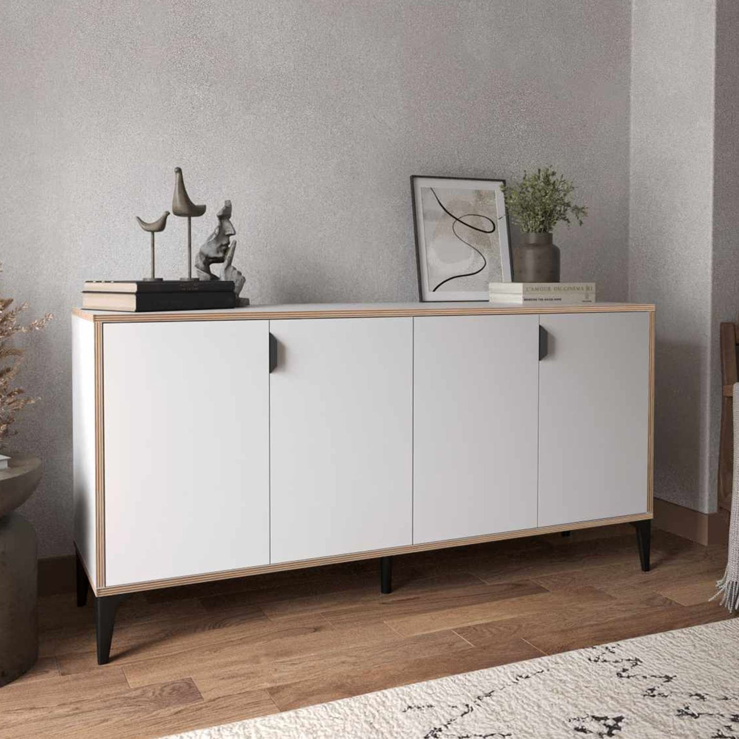 Bufet Arden, 160 x 80 x 44 cm, alb, PAL melaminat — imaginea 6