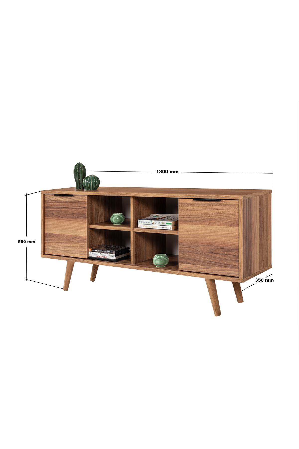 Comoda TV Sina 3320, 130 x 59 x 35 cm, nuc, PAL melaminat — imaginea 3