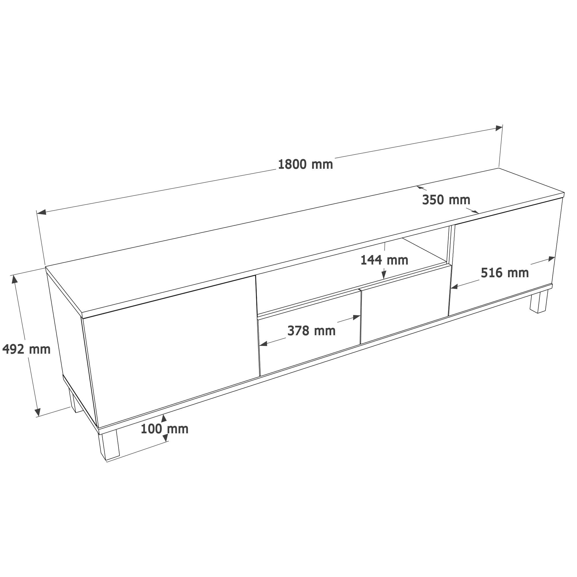 Comoda TV Mood - MD1-CS, 180 x 49,2 x 35 cm, sand stejar, PAL melaminat — imaginea 4