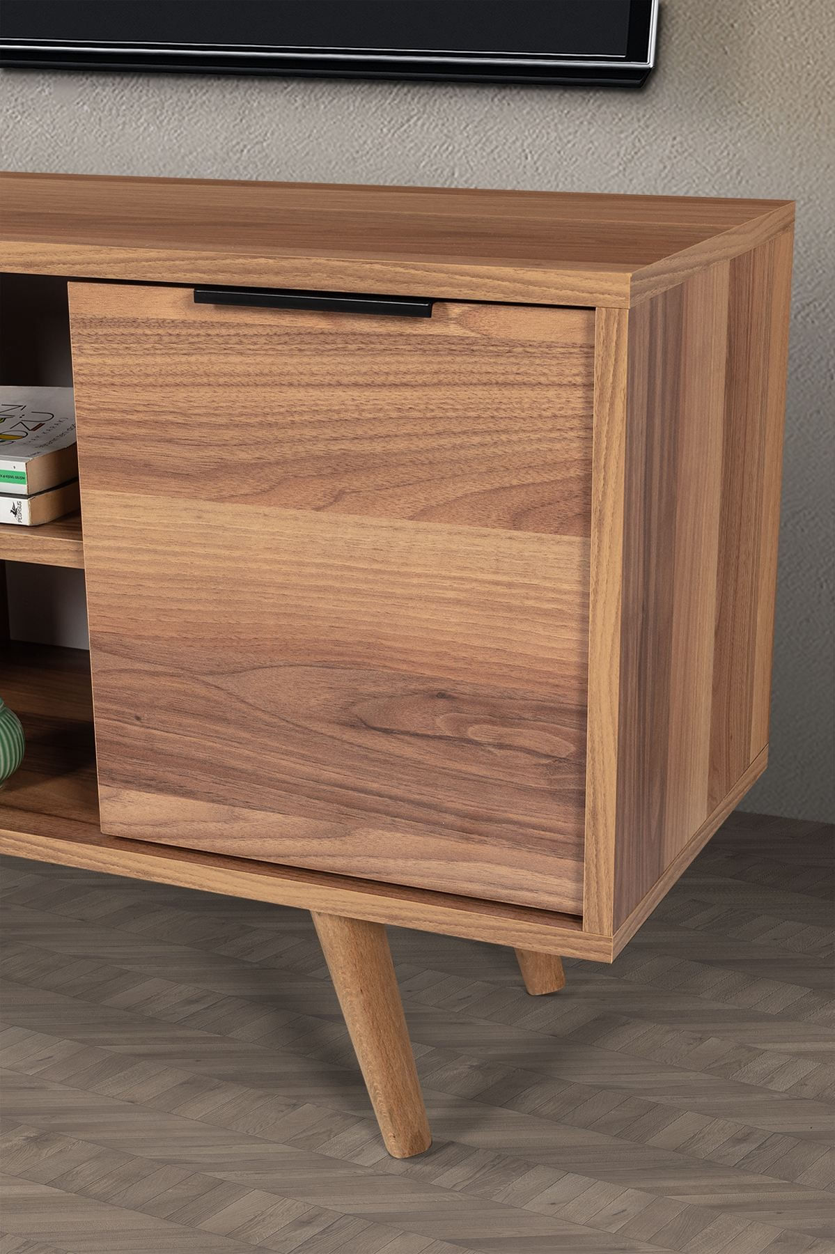Comoda TV Sina 3320, 130 x 59 x 35 cm, nuc, PAL melaminat — imaginea 4