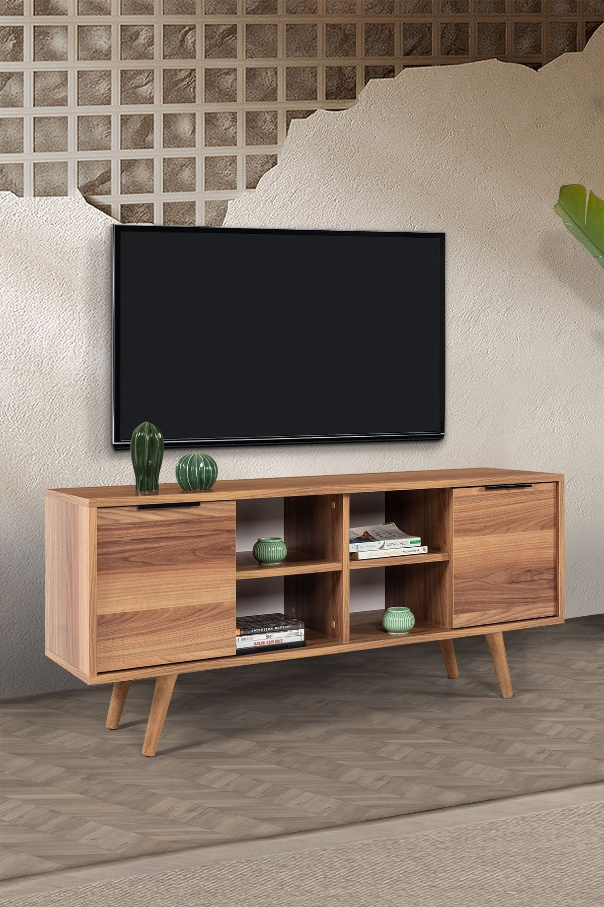 Comoda TV Sina 3320, 130 x 59 x 35 cm, nuc, PAL melaminat — imaginea 5