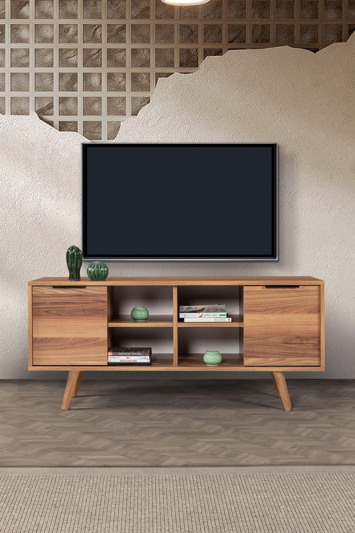 Comoda TV Sina 3320, 130 x 59 x 35 cm, nuc, PAL melaminat — imaginea 6