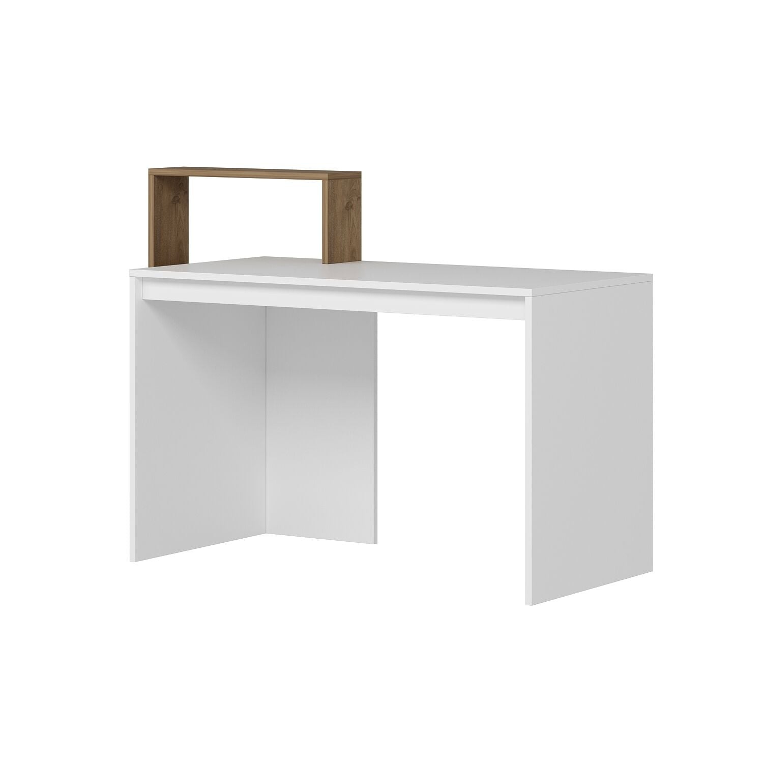 Birou Velora, 147 x 100 x 60 cm, alb nuc, PAL melaminat — imaginea 3