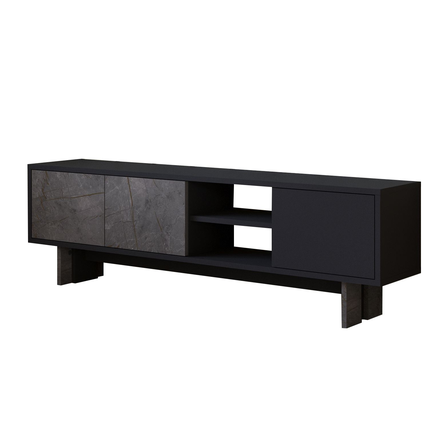 Comoda TV Ravello, 150 x 45 x 30 cm, marmura antracit, PAL melaminat, fixare pe perete, marble / antracit — imaginea 2
