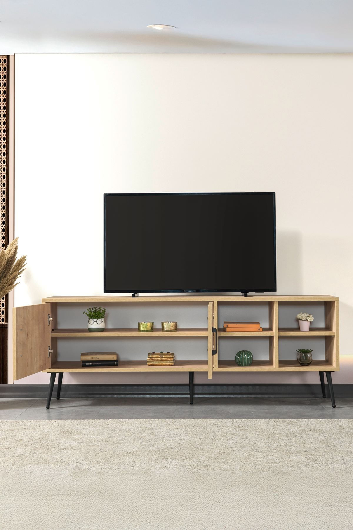 Comoda TV Şile 3608, 160 x 60 x 35 cm, stejar safir, PAL melaminat — imaginea 4