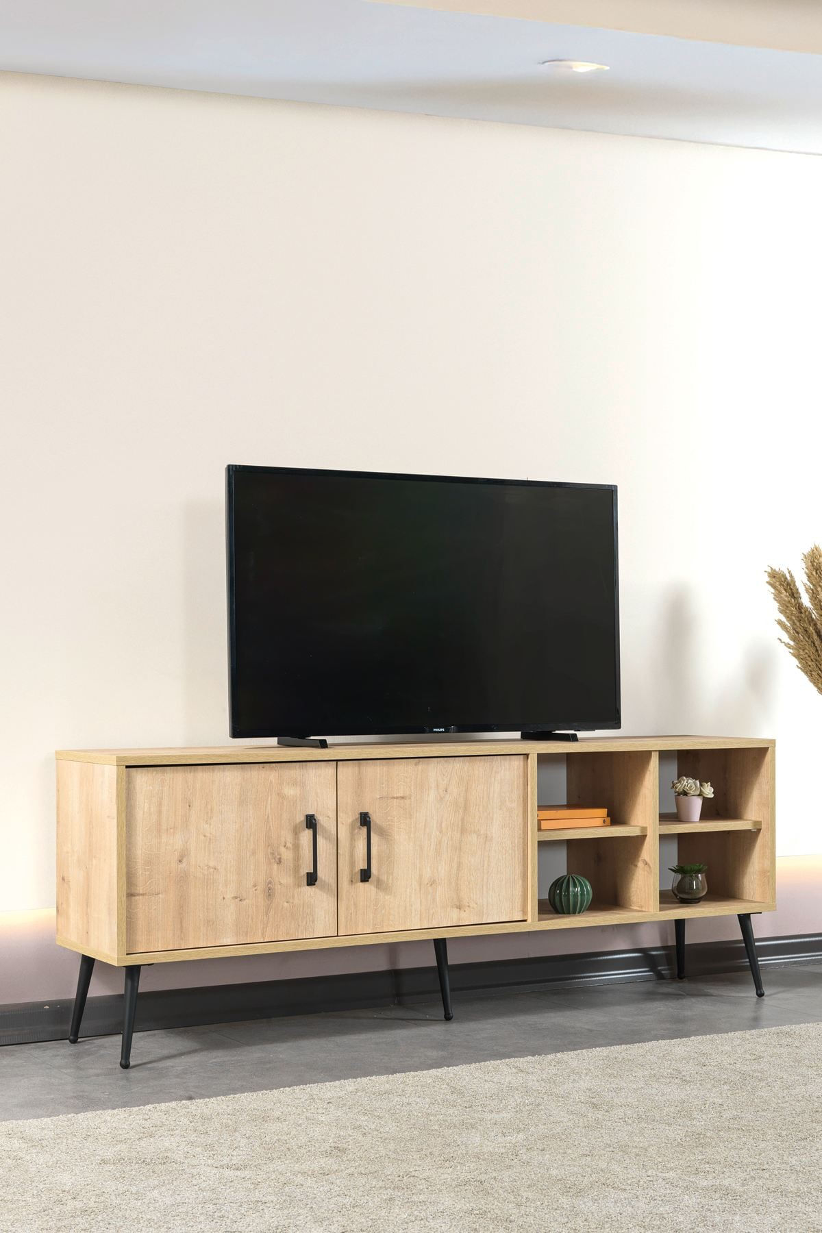 Comoda TV Şile 3608, 160 x 60 x 35 cm, stejar safir, PAL melaminat — imaginea 5