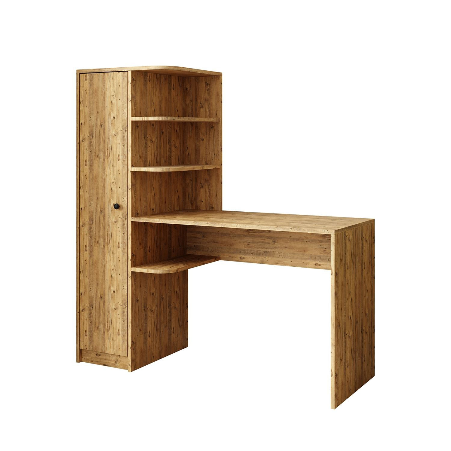 Birou cu biblioteca 2078, 143,2 x 143,2 x 50 cm, pin atlantic, PAL melaminat, design modern — imaginea 3